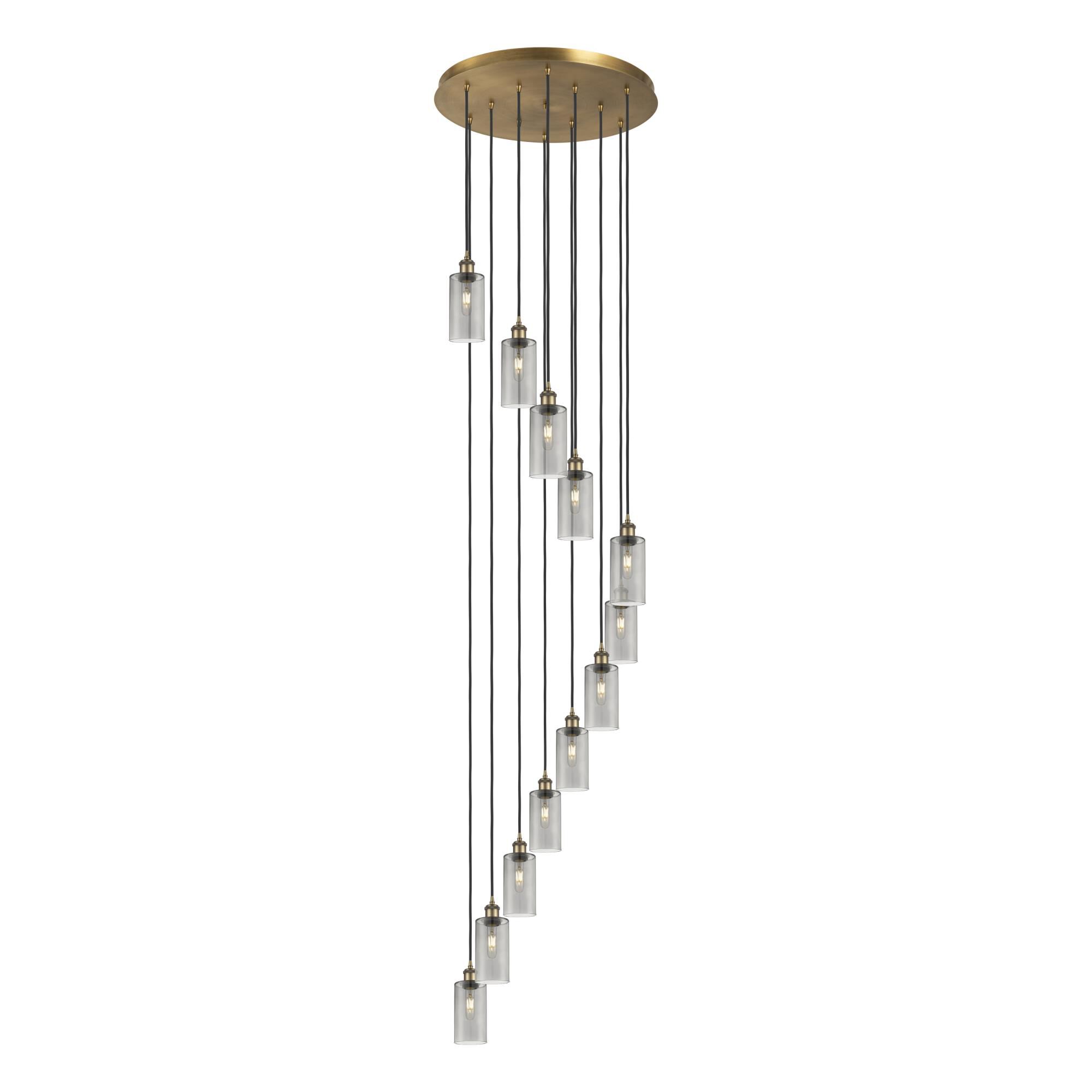 Shown in Brushed Brass finish and Light Smoke shade