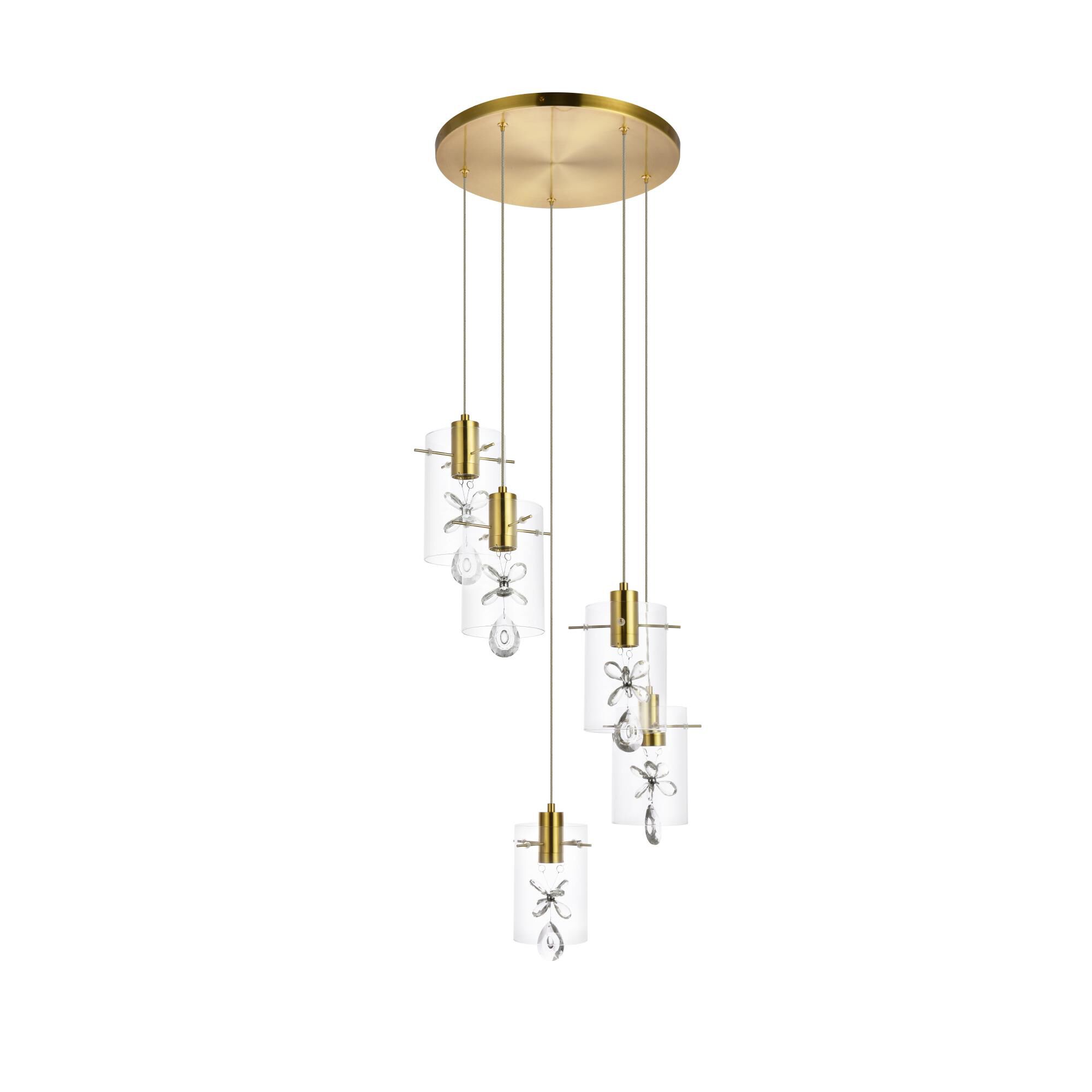 Hana 19 Inch 5 Light LED Multi Light Pendant by Elegant Lighting