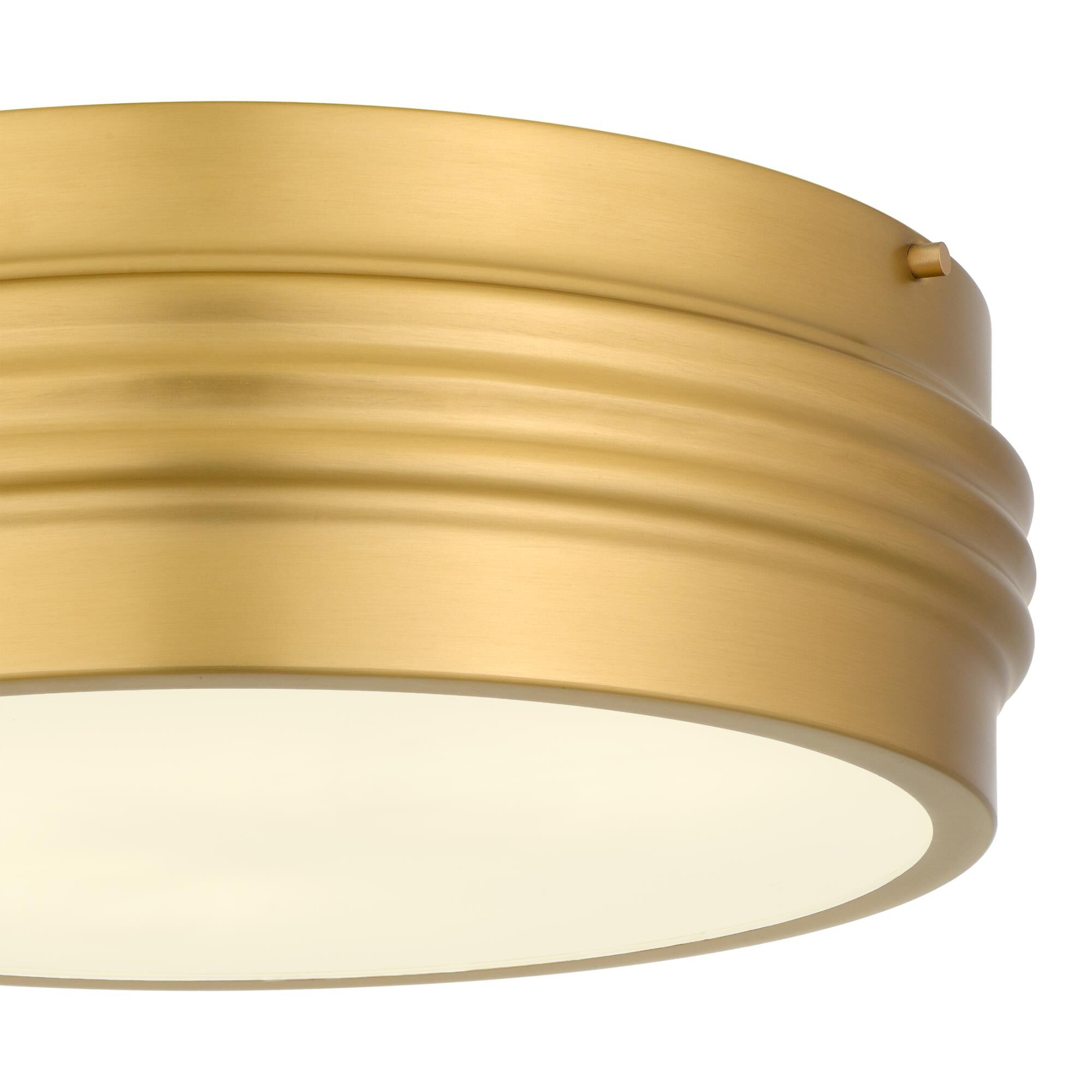 Shown in Brushed Gold finish and Clear White Glass shade