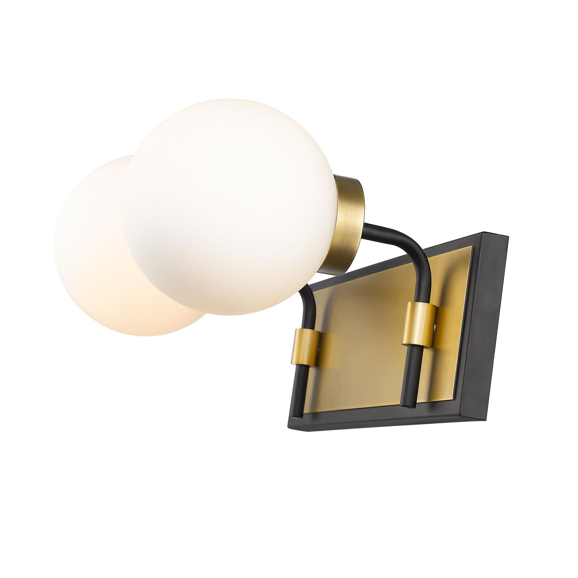 Shown in Matte Black + Olde Brass finish and Glass shade