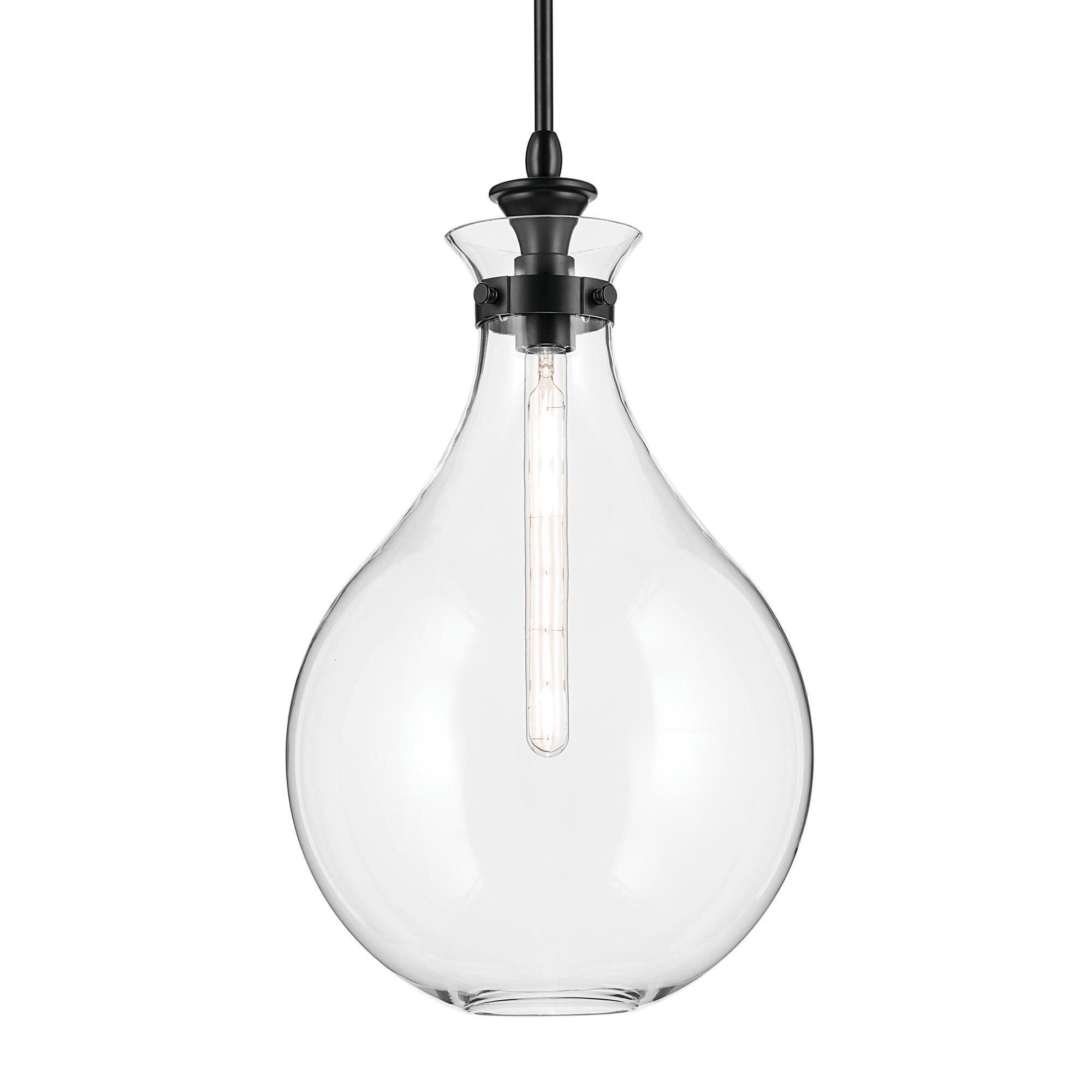Shown in Black finish and Clear glass