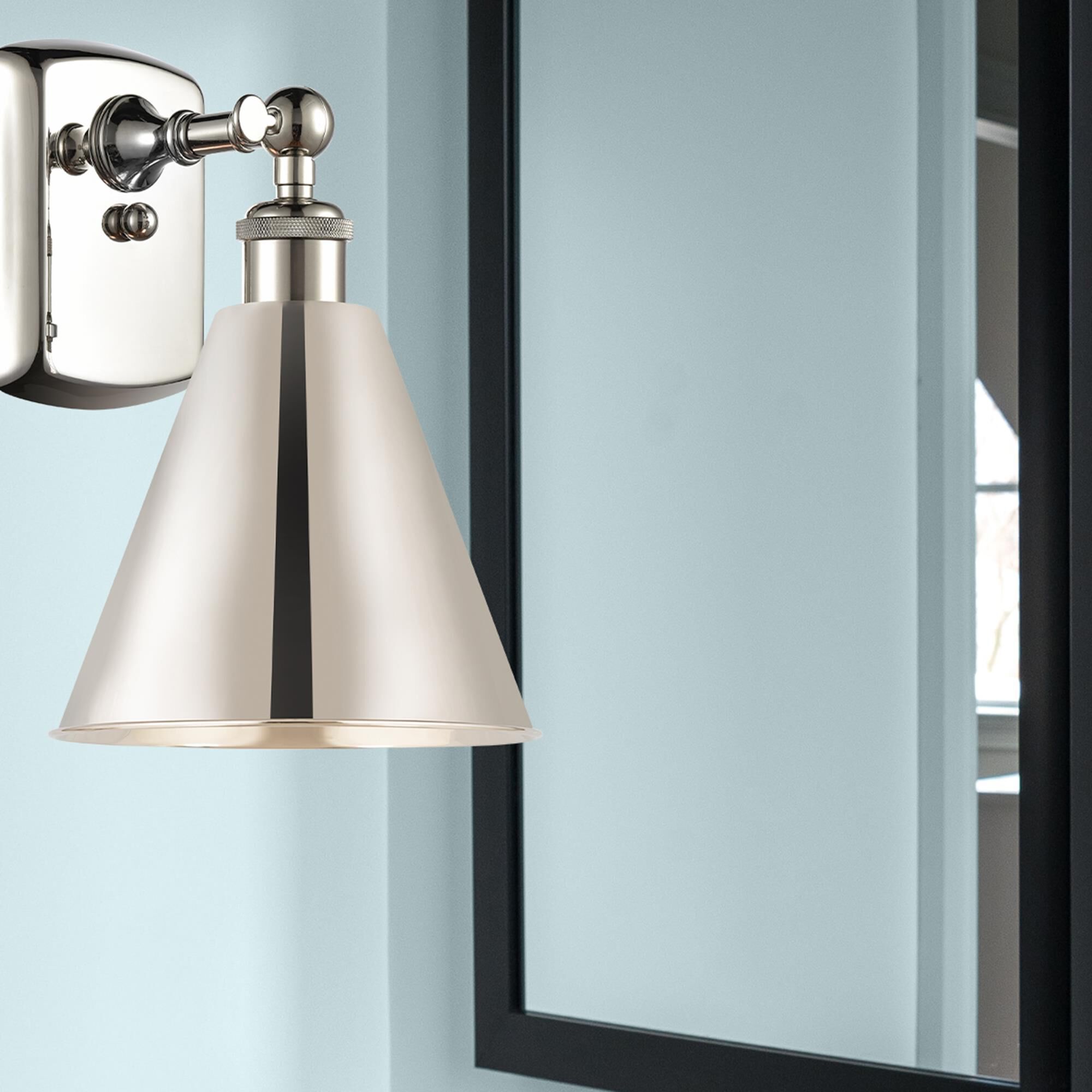 Shown in Polished Nickel finish and Polished Nickel Ballston Cone shade