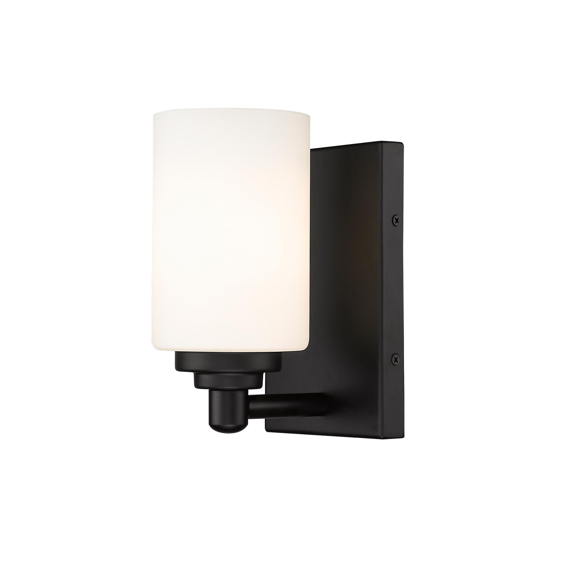 Shown in Matte Black finish and Glass shade