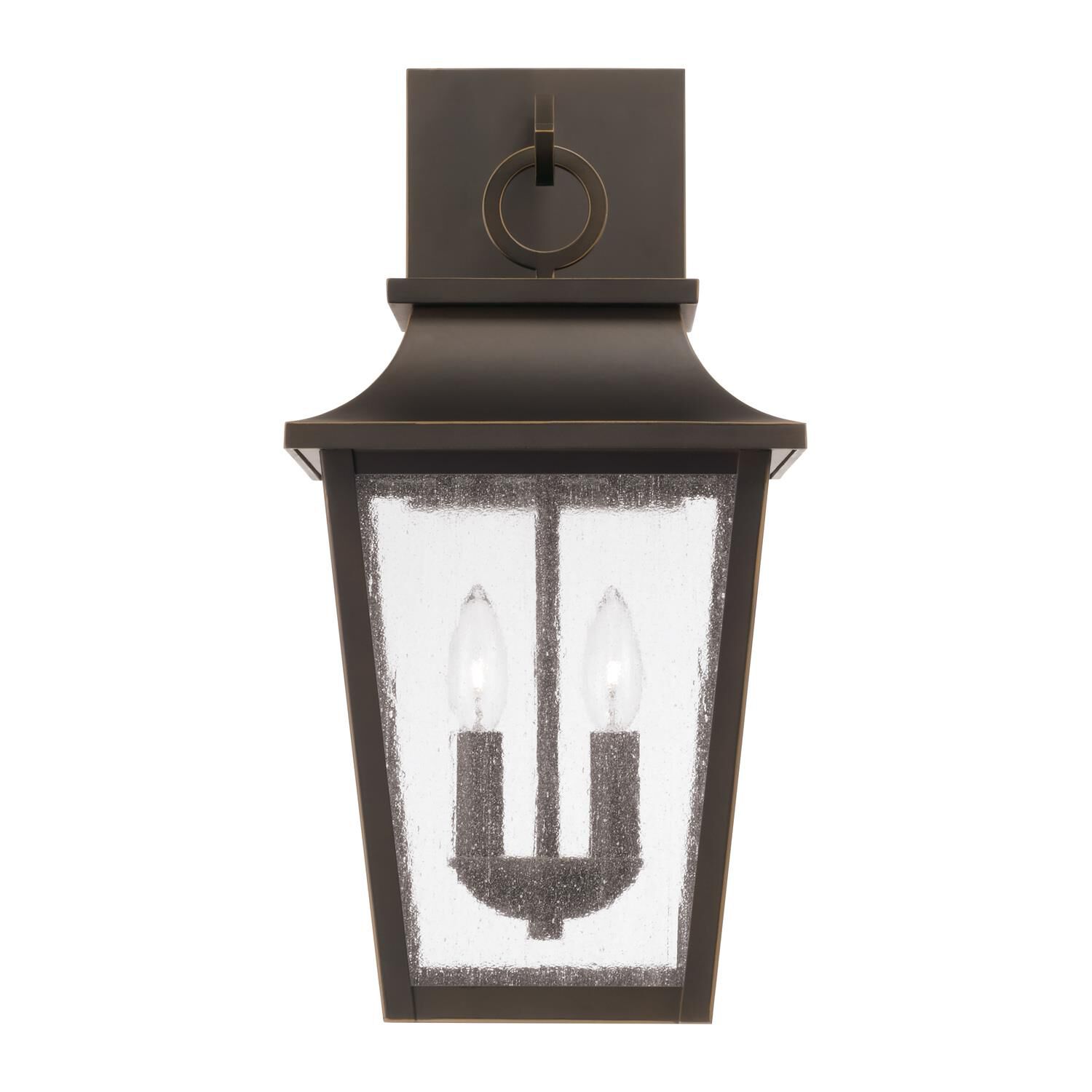 Shown in Oiled Bronze finish and Antiqued glass