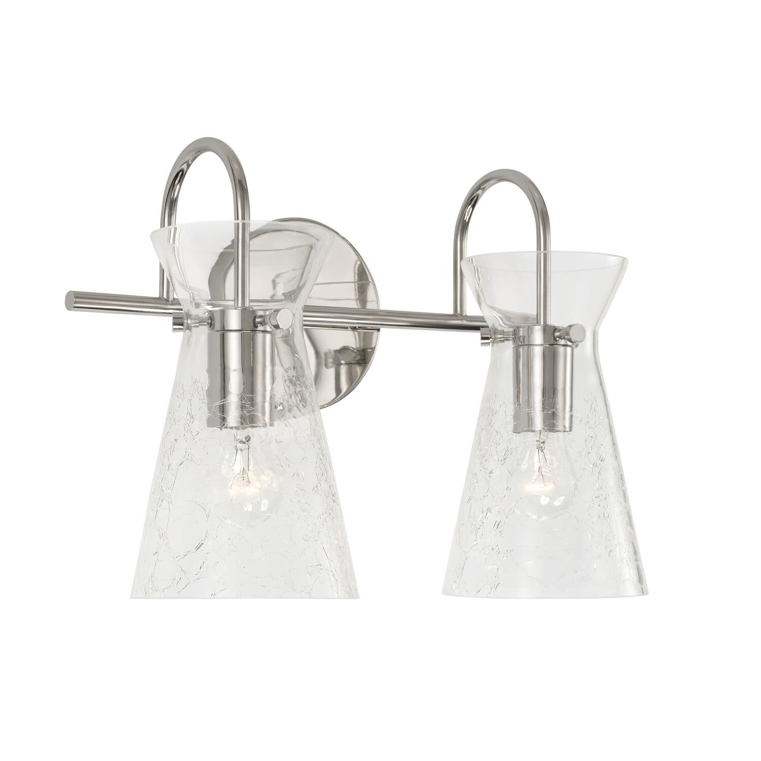 Shown in Polished Nickel finish and Clear Half-Crackle glass