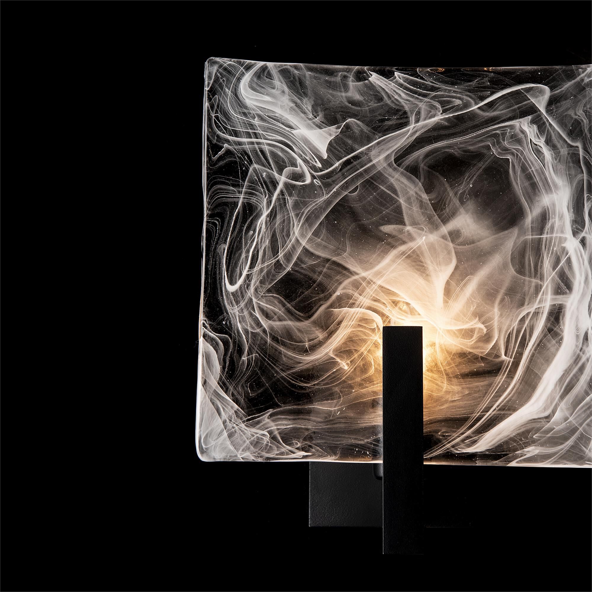 Shown in Black finish and White Swirl glass