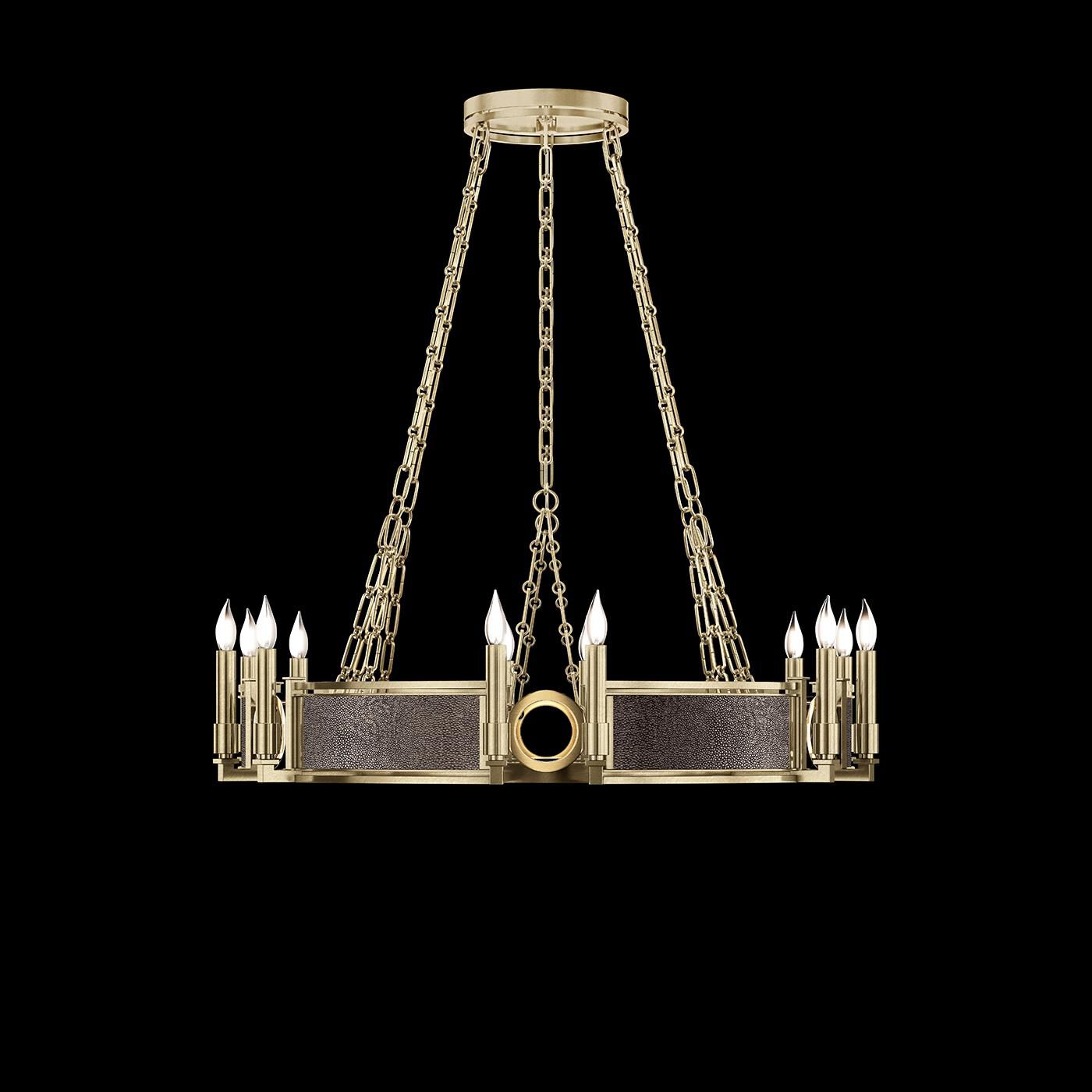 Shown in Soft Gold Leaf and Brass  finish and Pebble accent