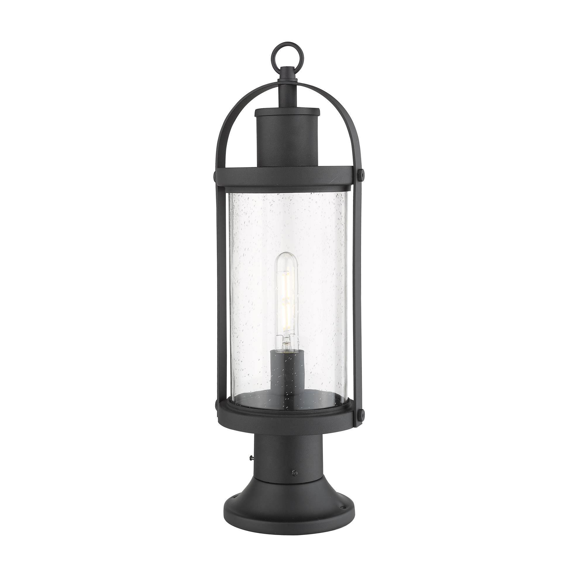 Shown in Black finish and Glass shade