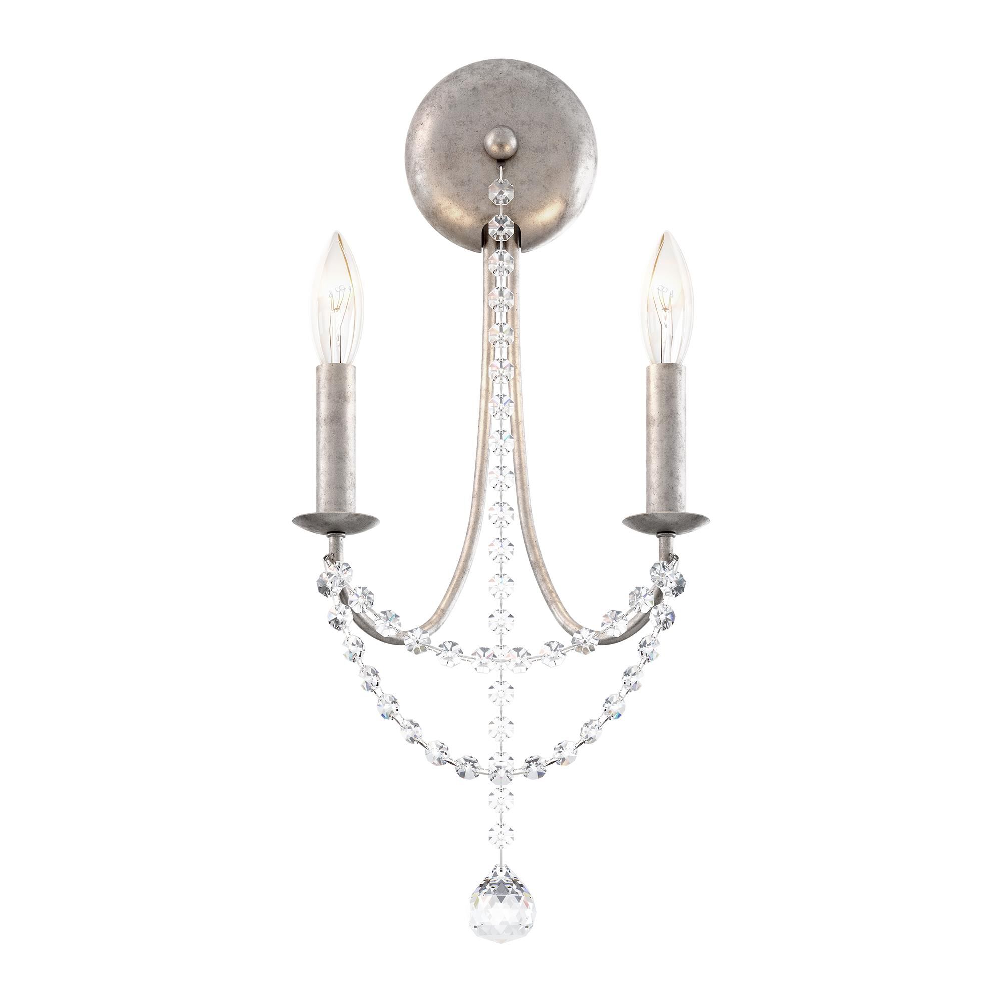 Shown in Antique Silver finish and Clear Optic crystal