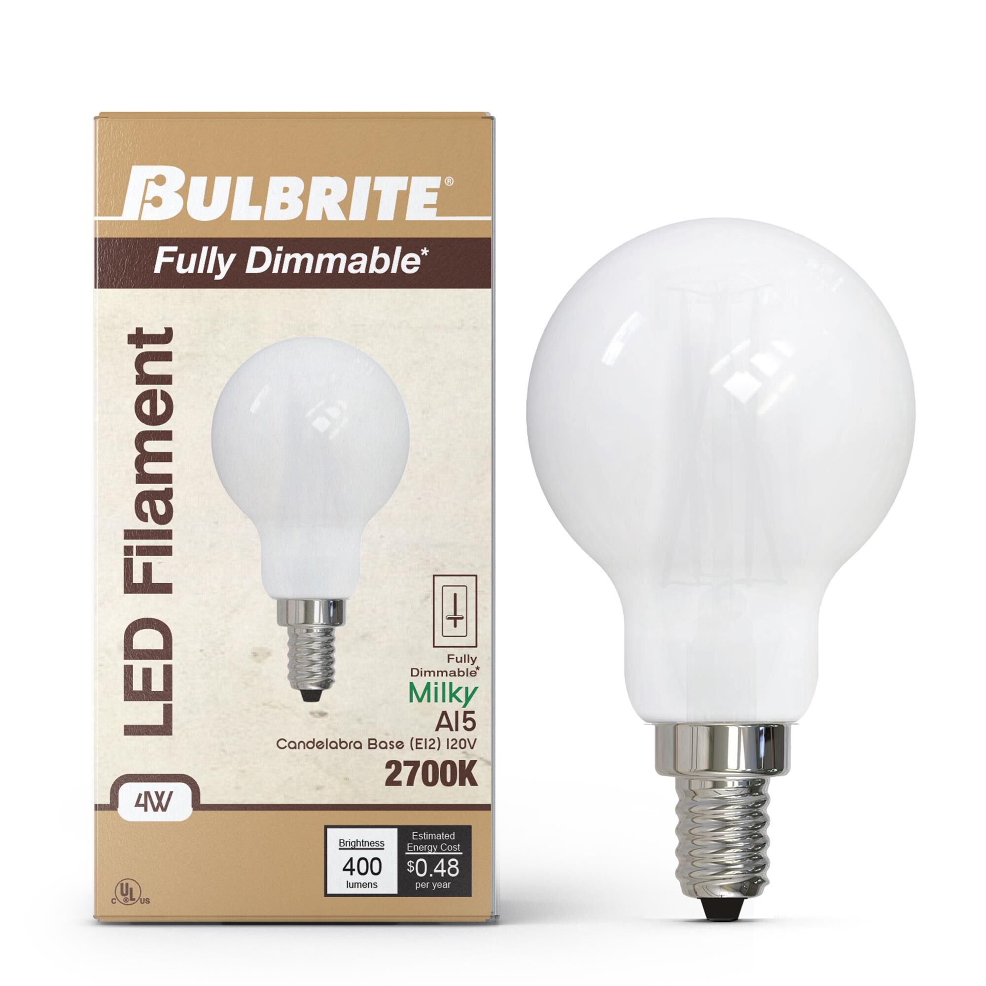 Milky A15 Base E12 2700K LED Light Bulb by Bulbrite