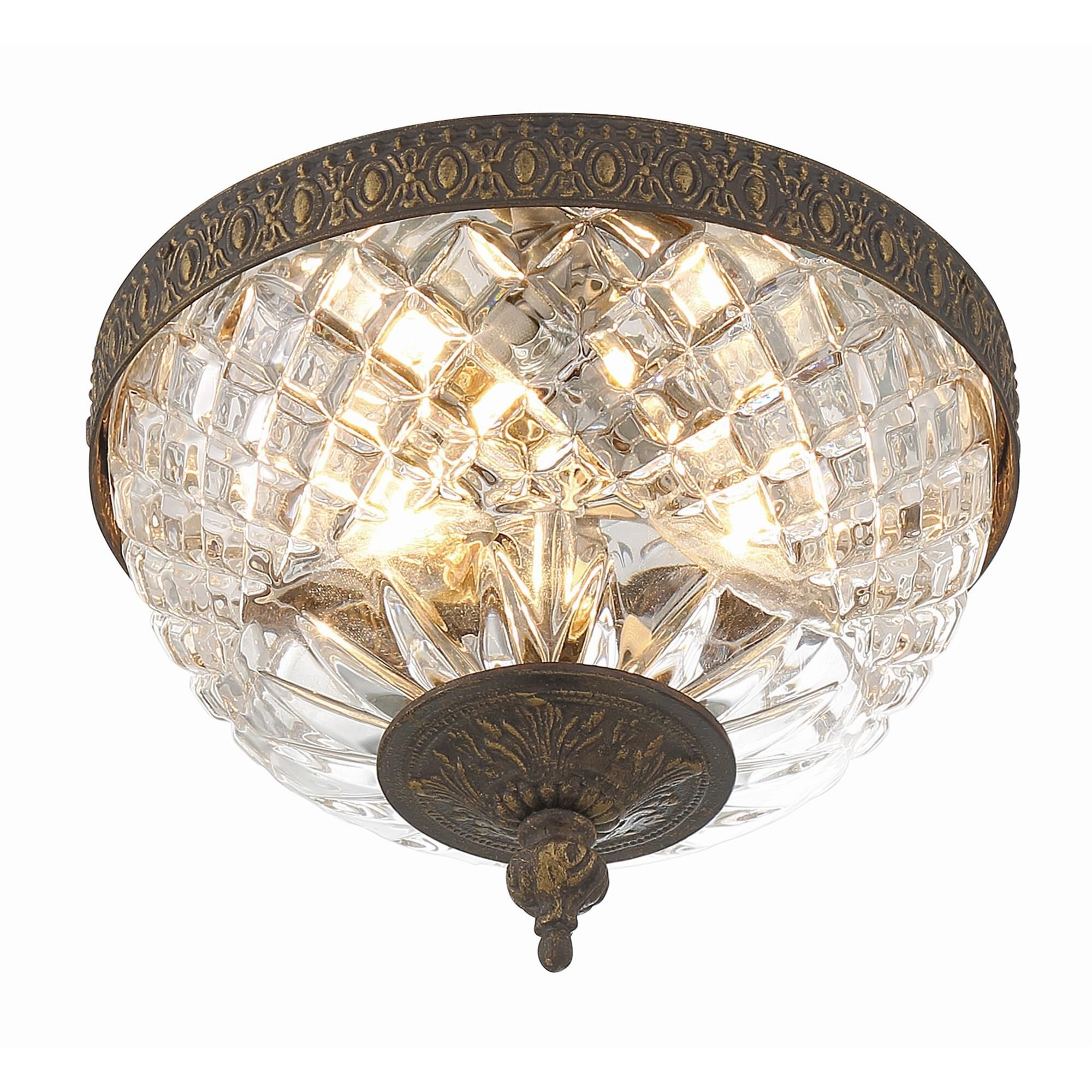 Shown in English Bronze finish and Lead Crystal glass and Lead Crystal shade
