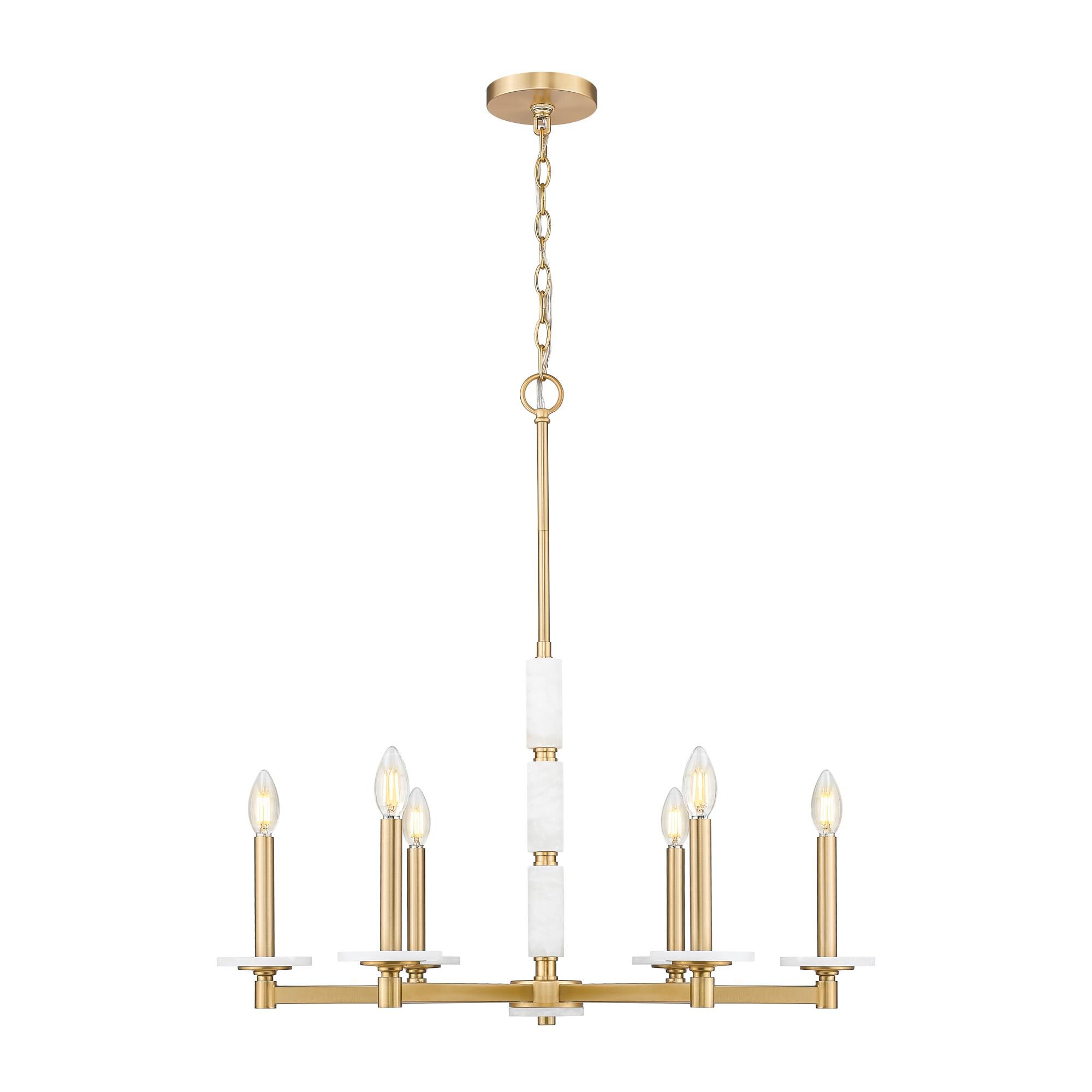 Shown in Modern Gold finish and Alabaster glass and Alabaster shade