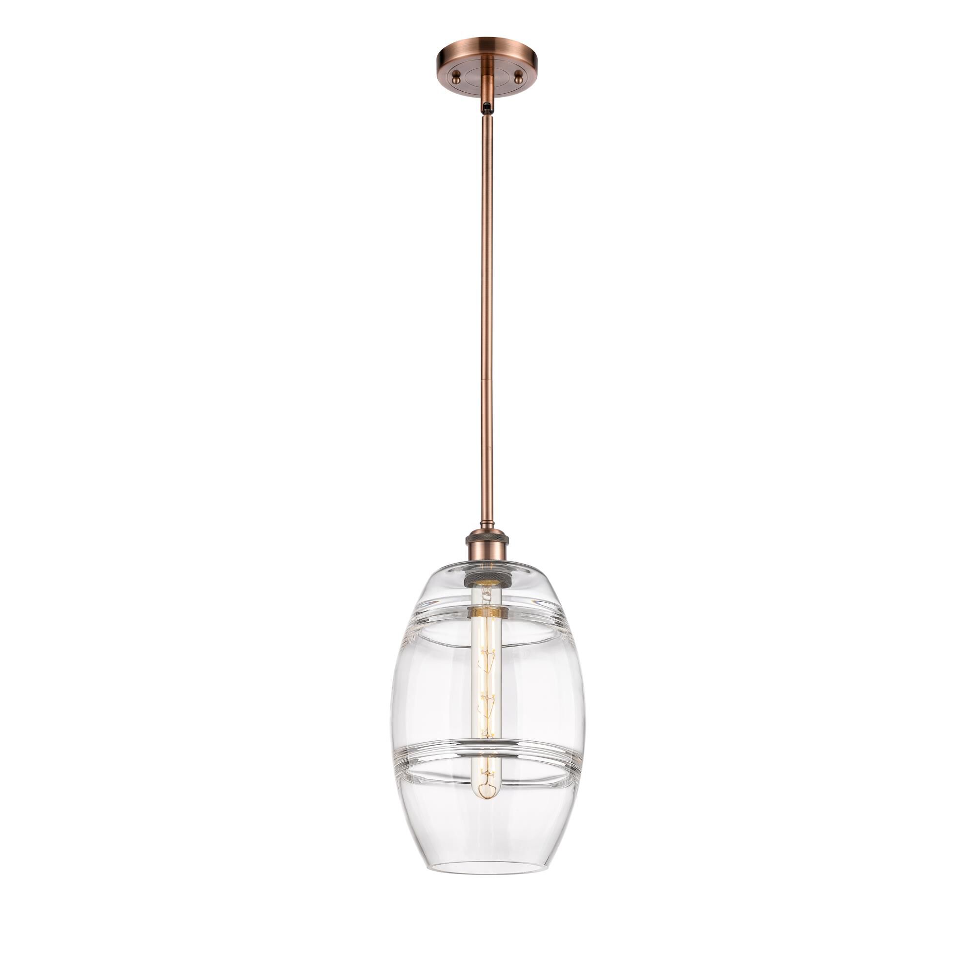 Shown in Antique Copper finish and Clear glass