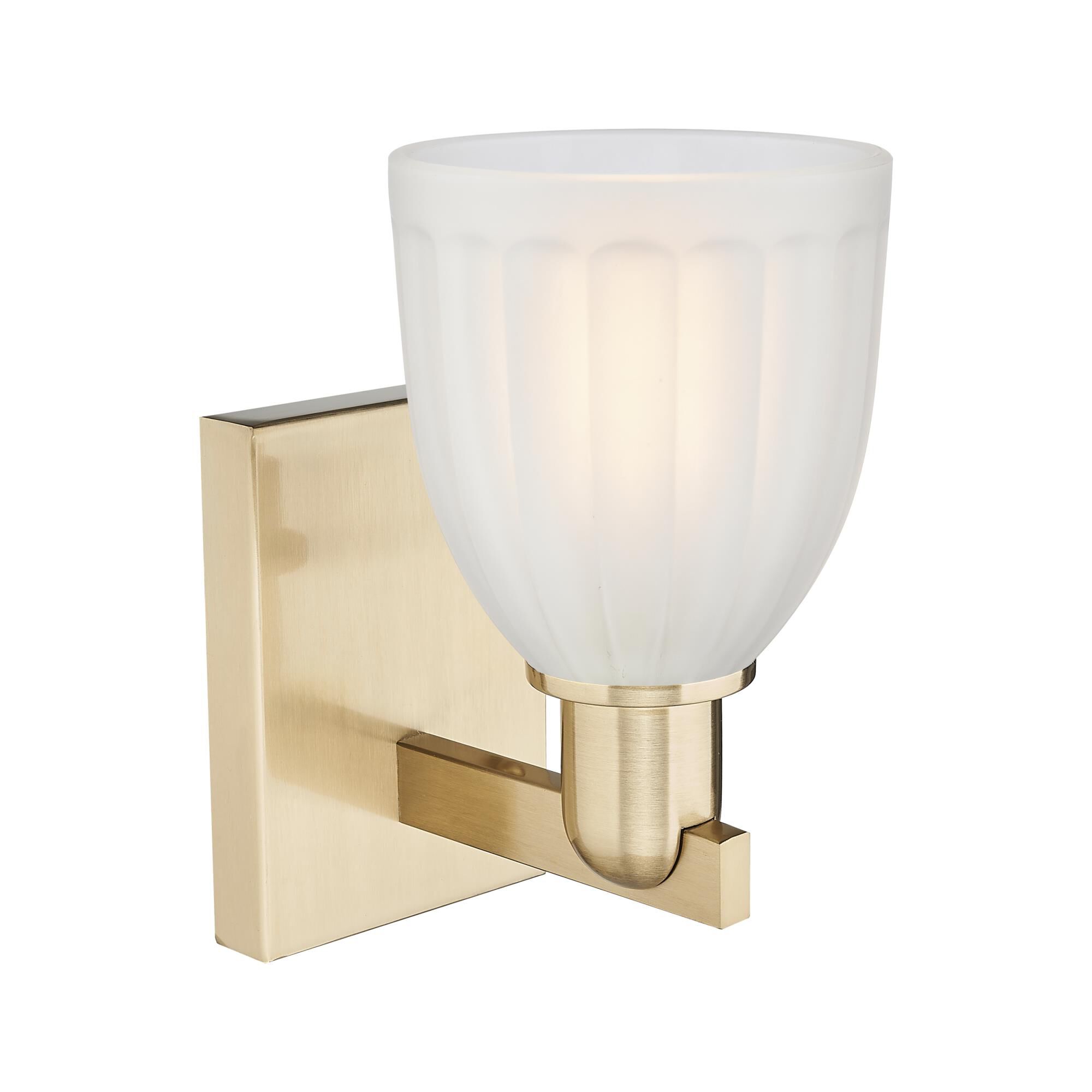 Shown in Champagne Bronze finish and White glass