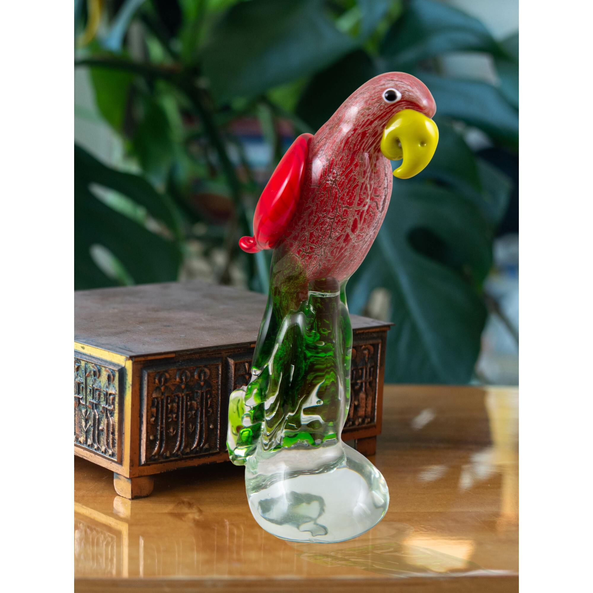 Tropics Parrot Handcrafted Art Glass Figurine Figurine by Dale Tiffany