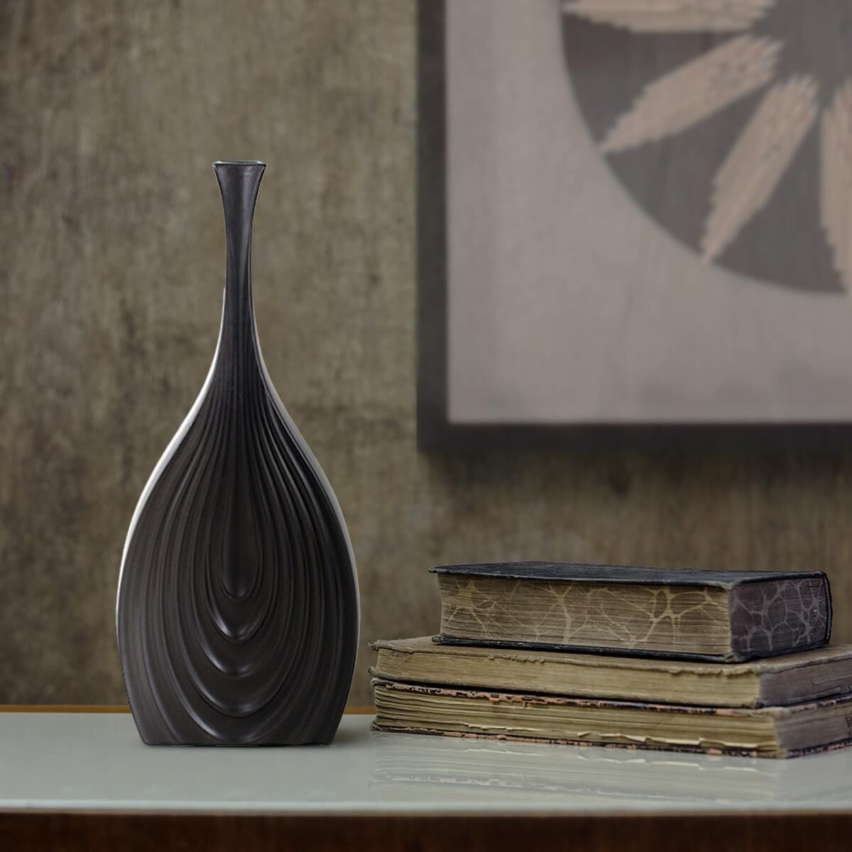 Black Onion Tapered Short Vase-Urn by Howard Elliott Collection