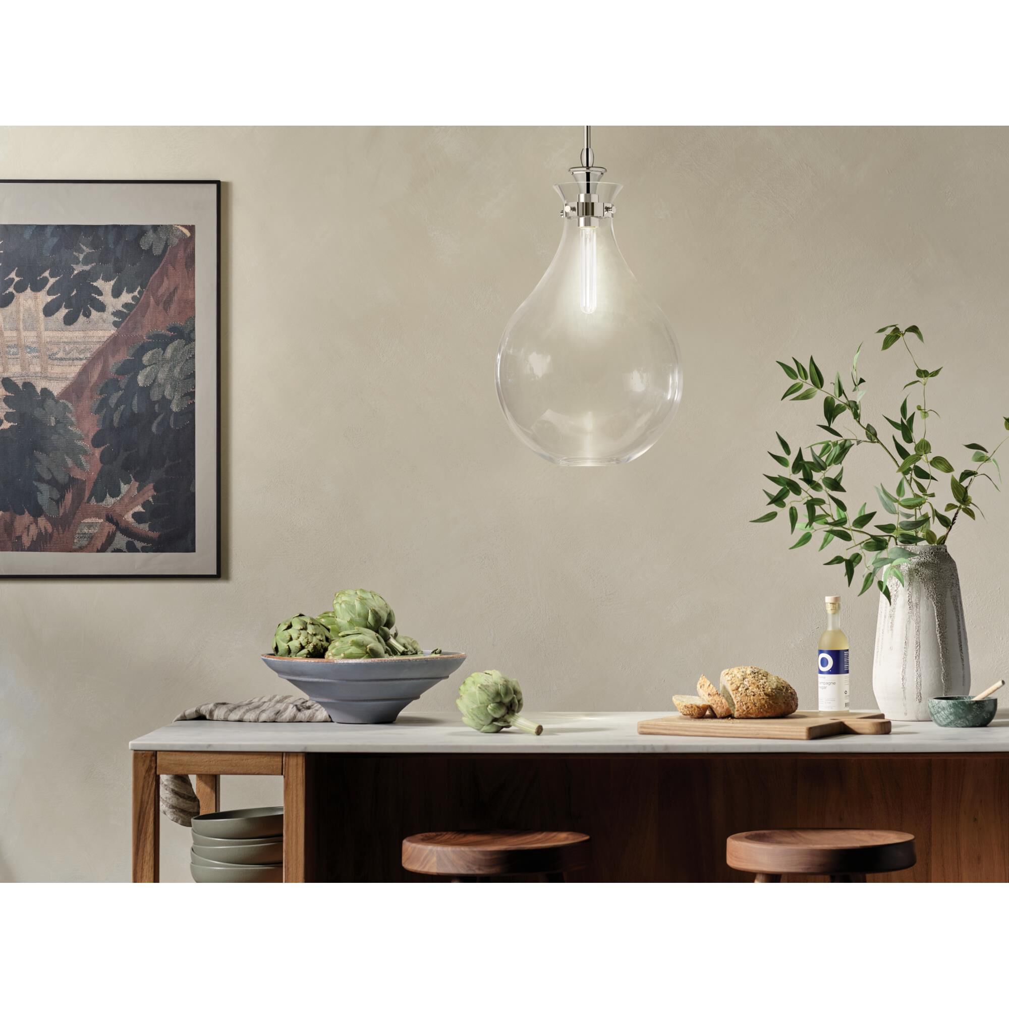 Shown in Polished Nickel finish and Clear glass