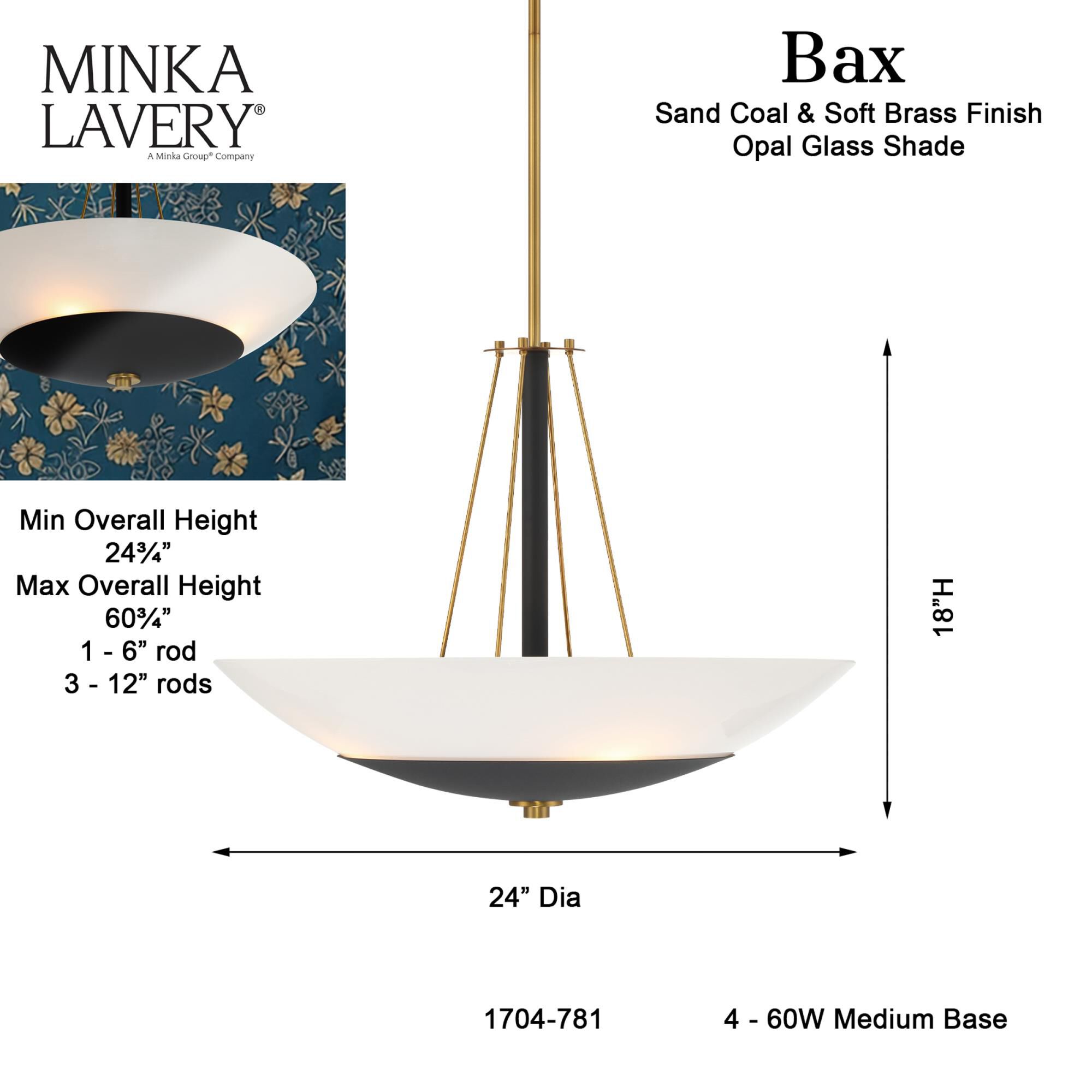 Shown in Sand Coal and Soft Brass finish and Clear Outside with White Inside glass