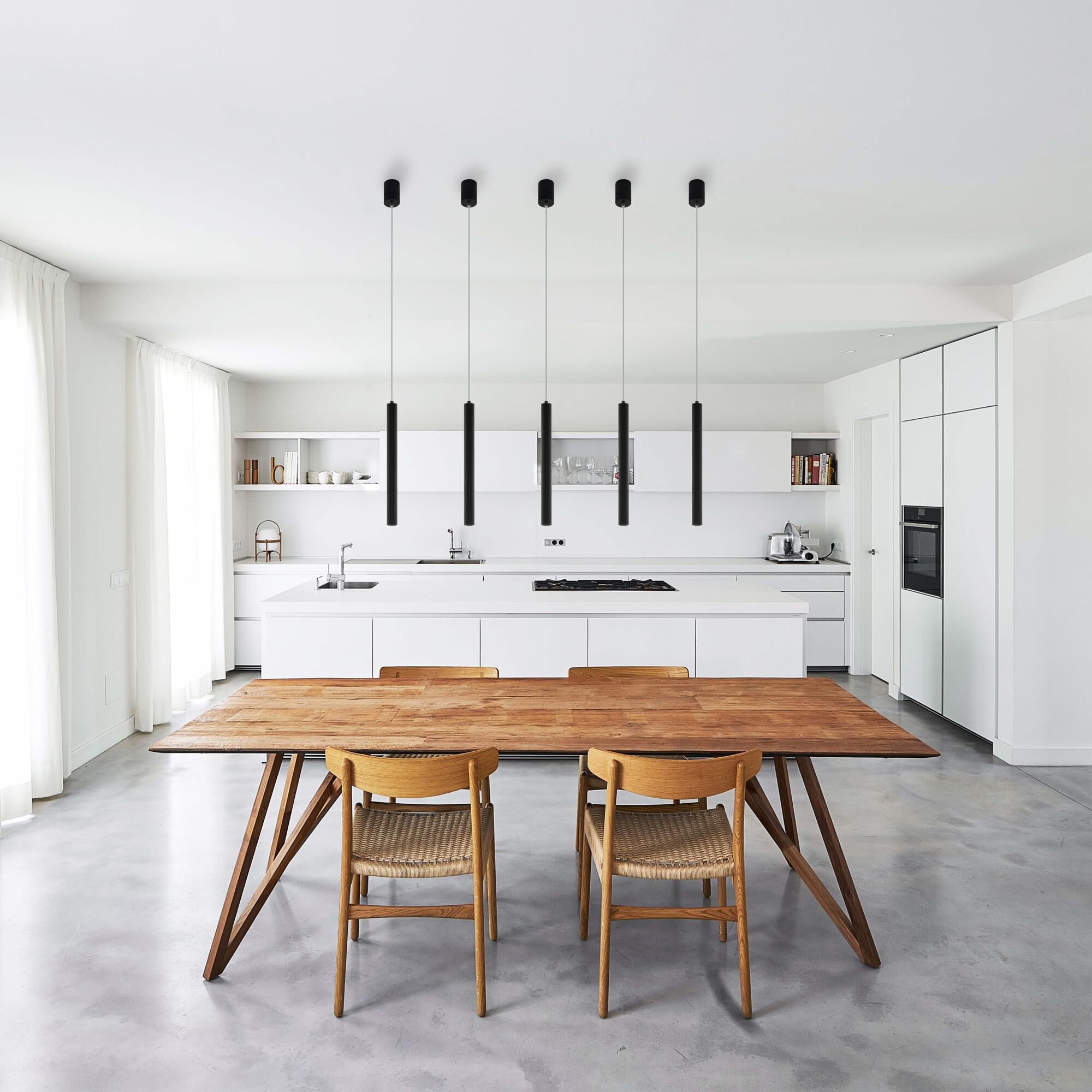 Shown in Matte Black finish and Matte Black shade