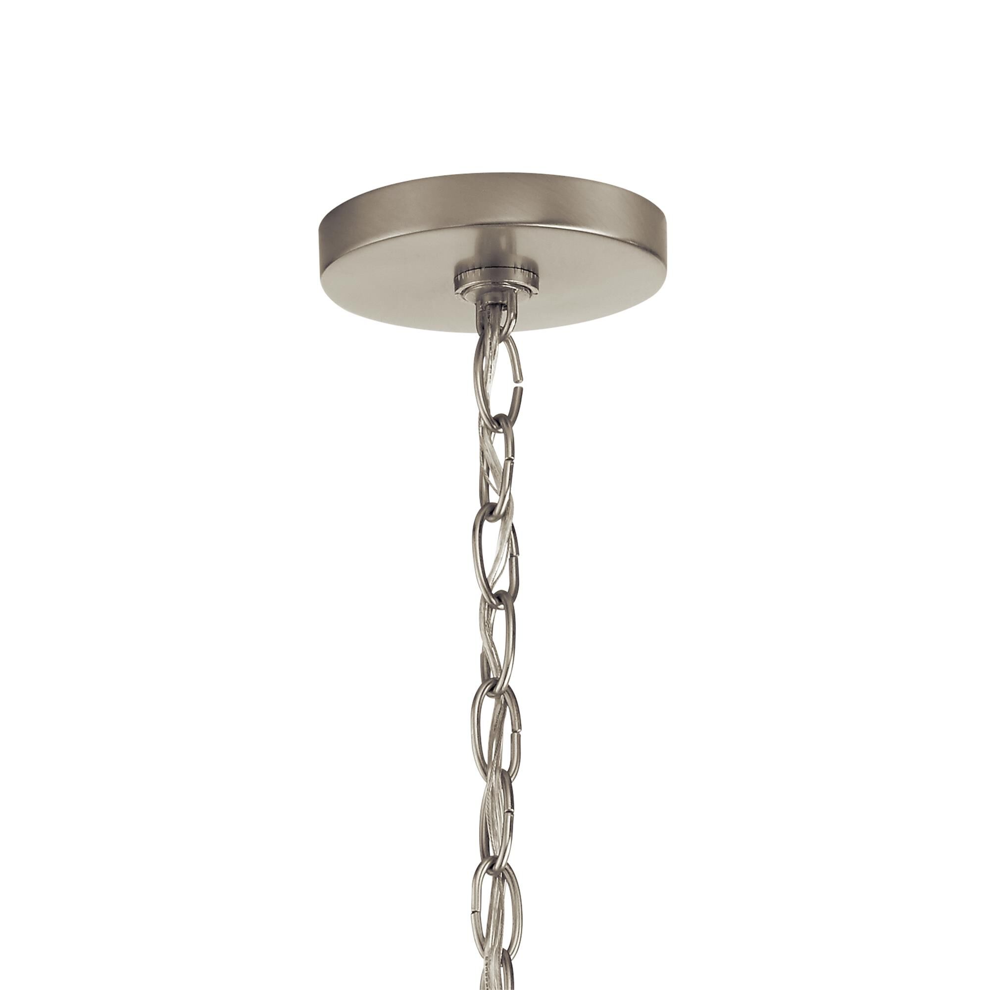 Shown in Brushed Nickel finish and Clear Seeded glass