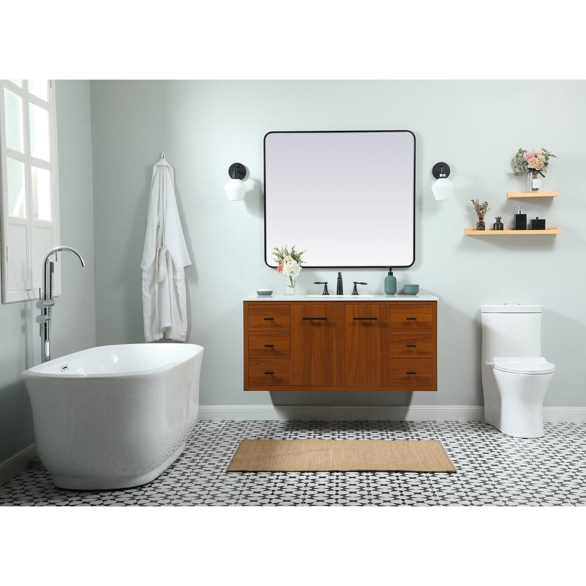 Shown in Teak finish and No Backsplash accent