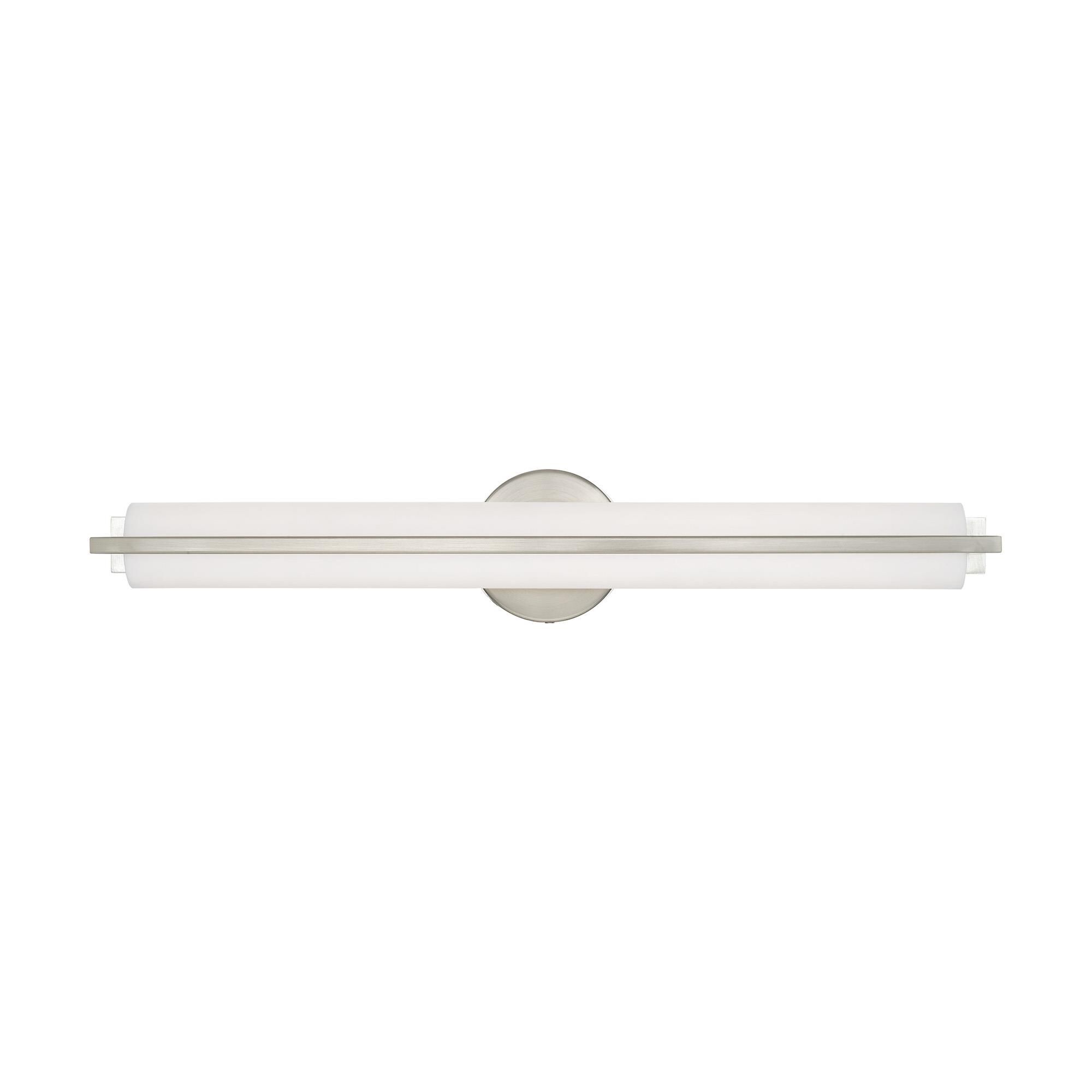 Shown in Brushed Nickel finish and Satin White Acrylic shade