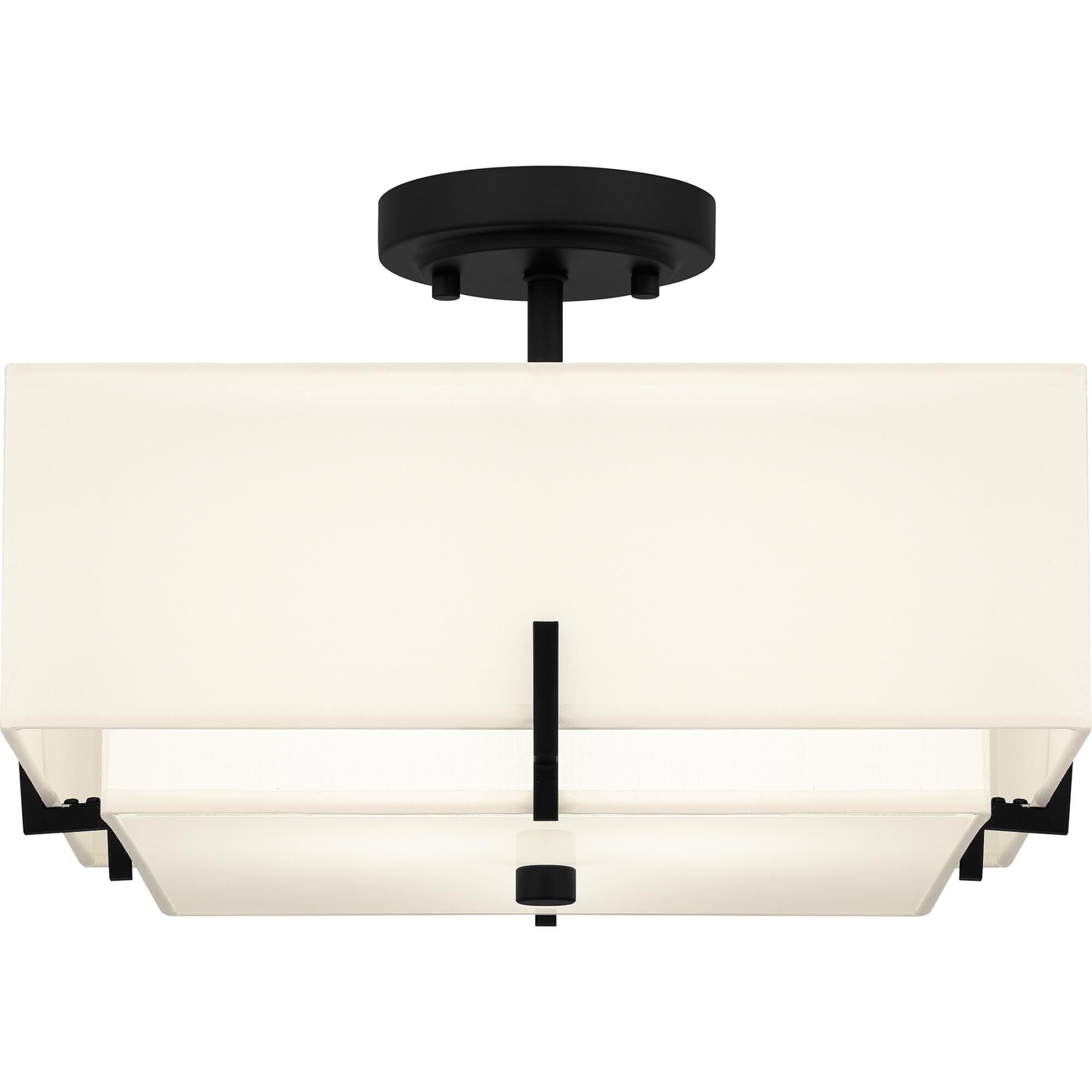 Shown in Matte Black finish and Beige Fabric shade