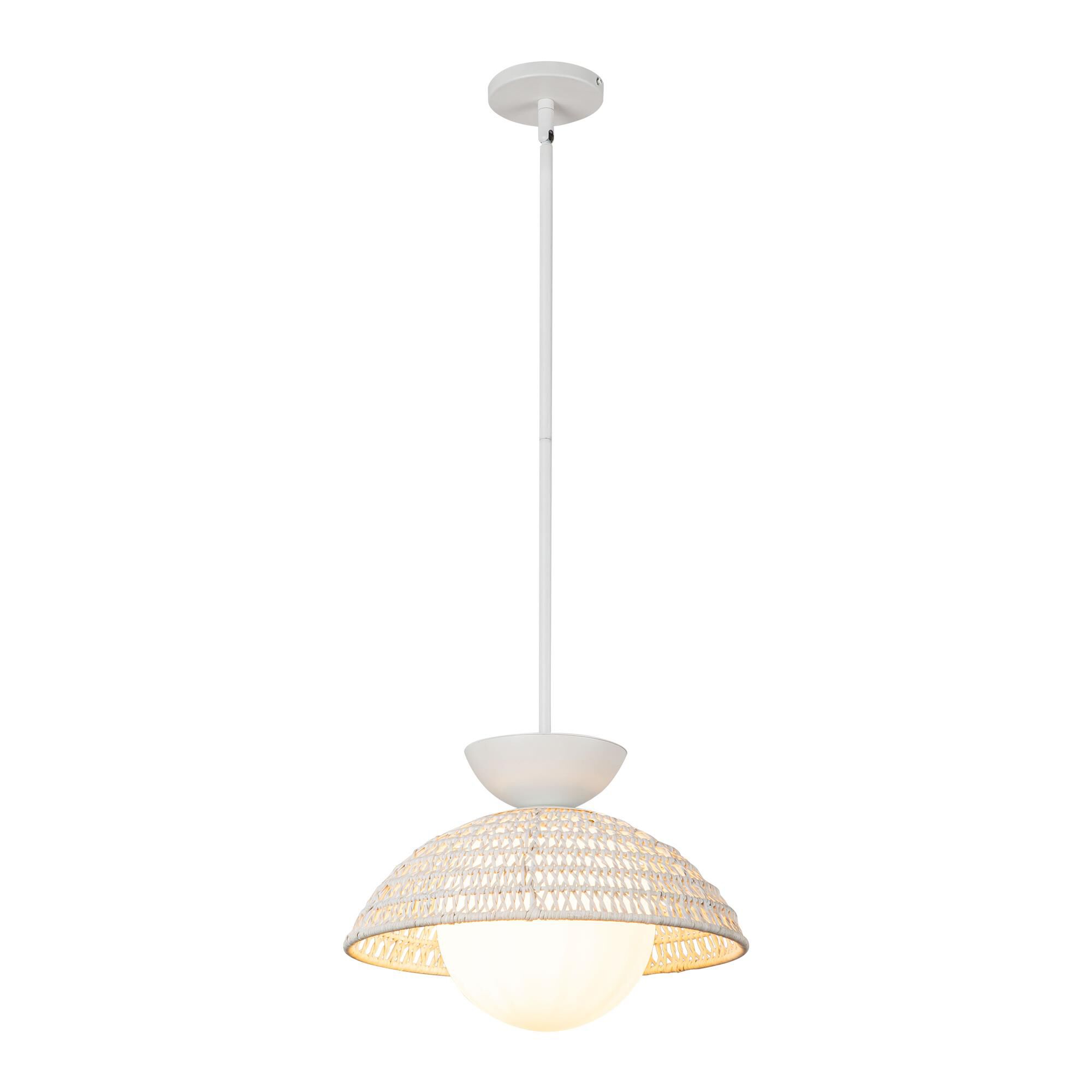 Shown in Brushed Gold/Opal Glass|matte Black/Opal Glass|white/Opal Glass finish and Opal glass and Rattan shade