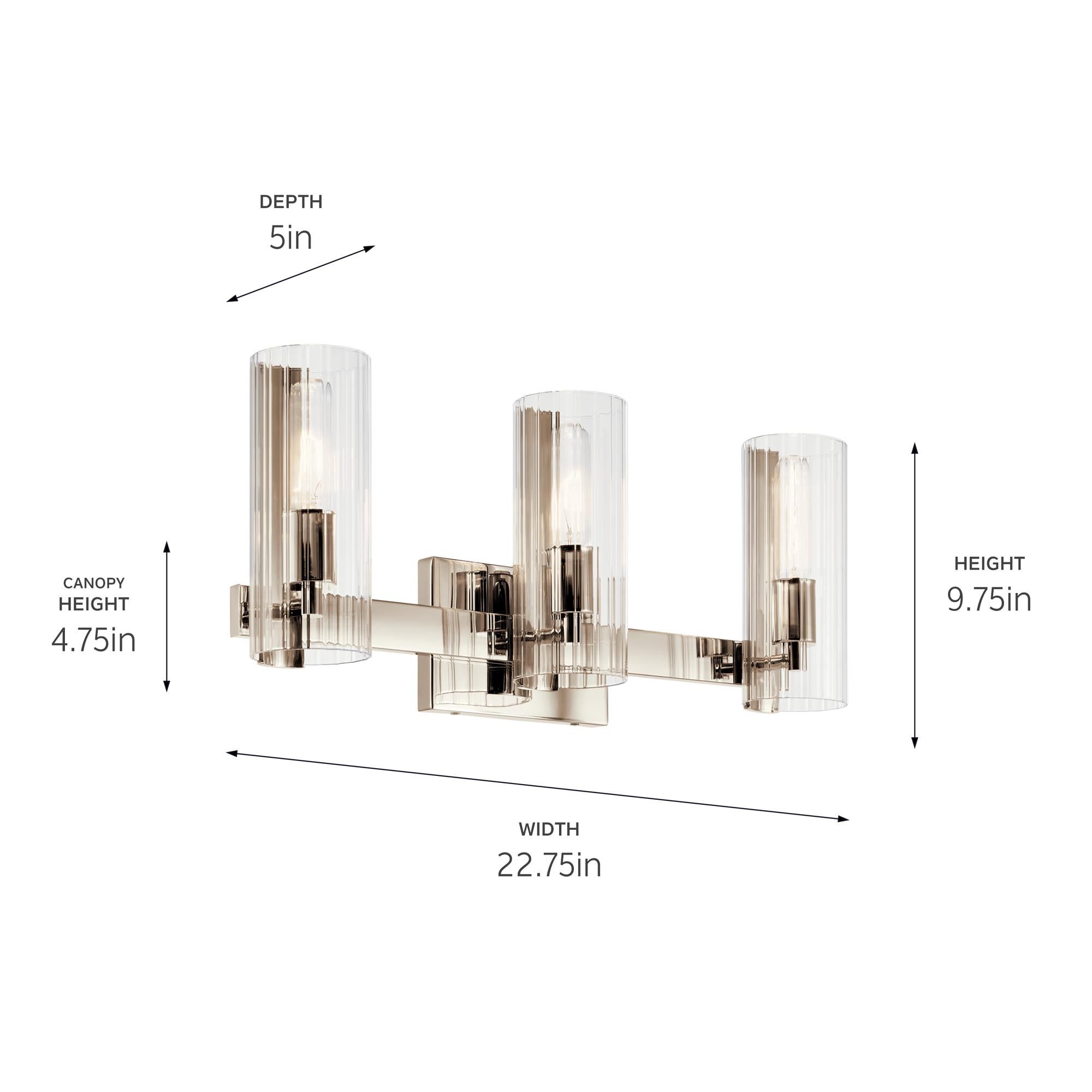 Shown in Polished Nickel finish and Clear Fluted glass