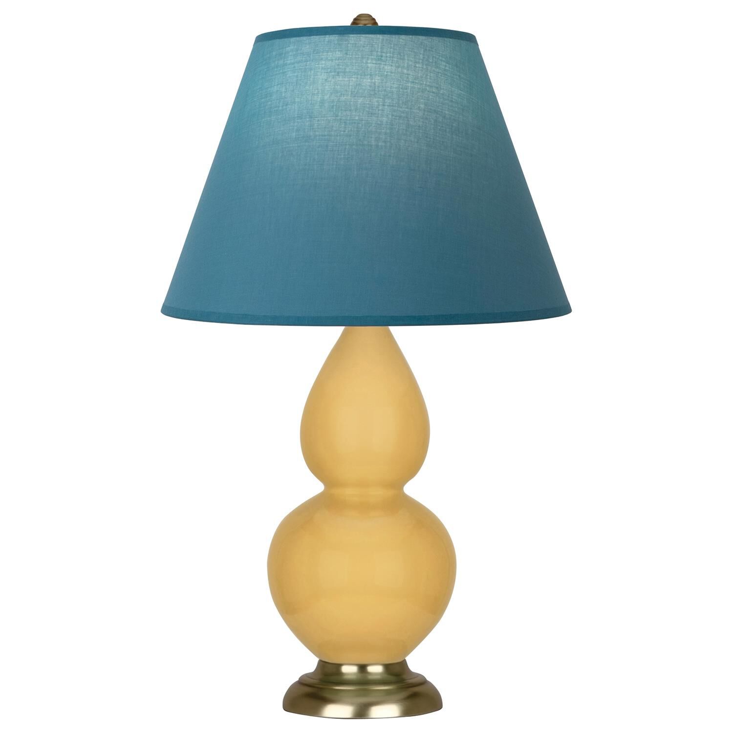 Shown in Sunset finish and Bright Blue and Gray shade and Antique Brass accent