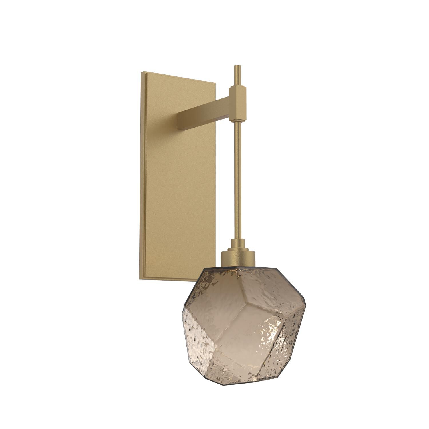 Shown in Gilded Brass finish and Blown Gem Bronze glass