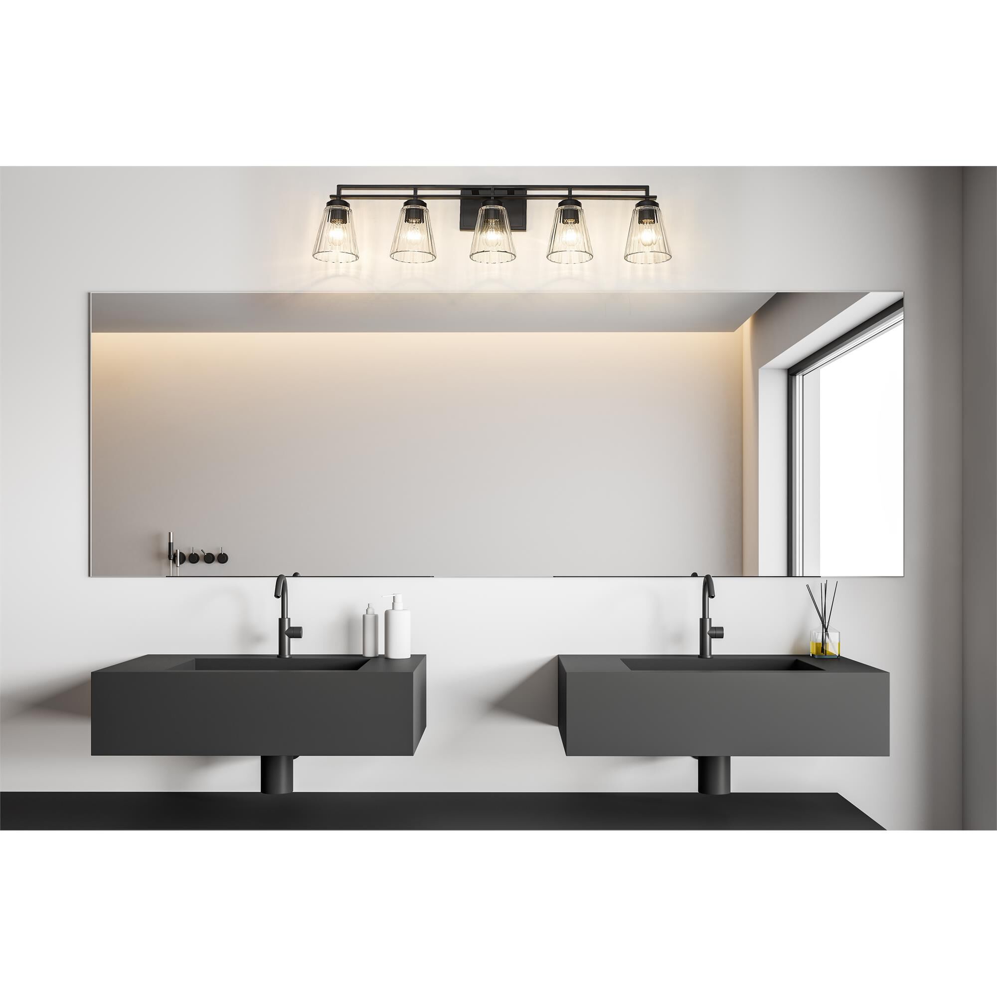 Shown in Matte Black finish and Clear glass