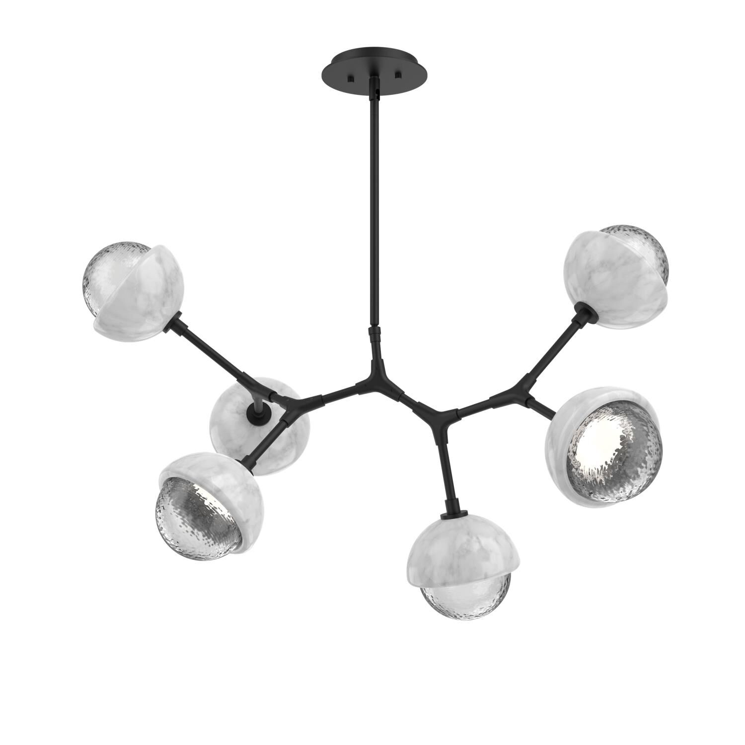 Shown in Matte Black finish and Clear glass and White Marble accent