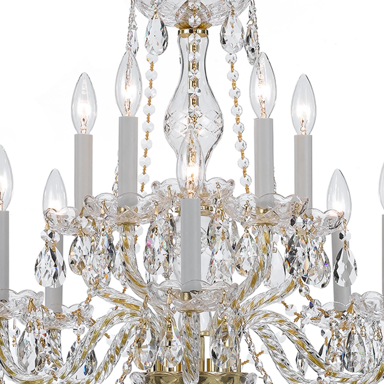 Shown in Polished Brass finish and Clear Italian crystal