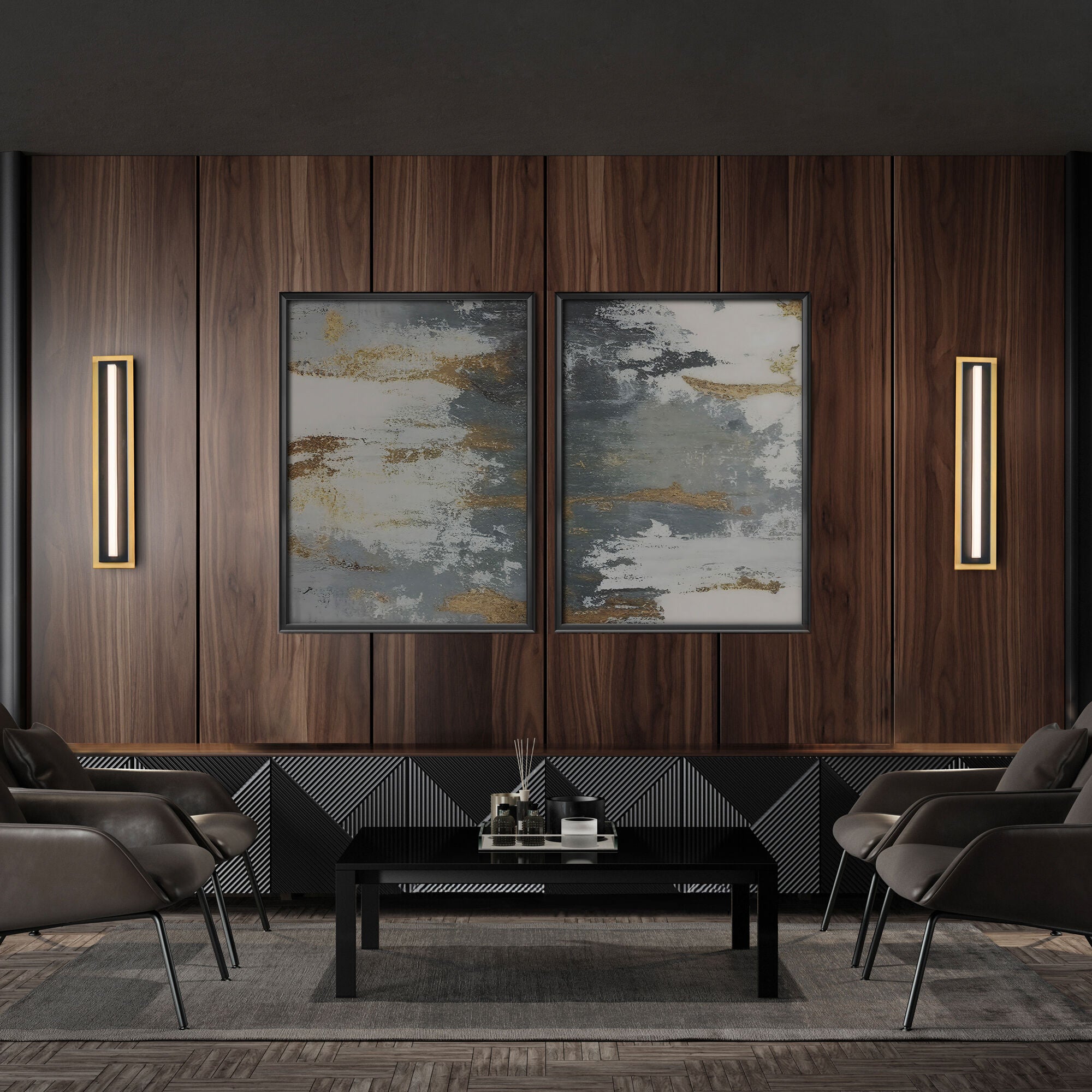 Shown in Black and Aged Brass finish