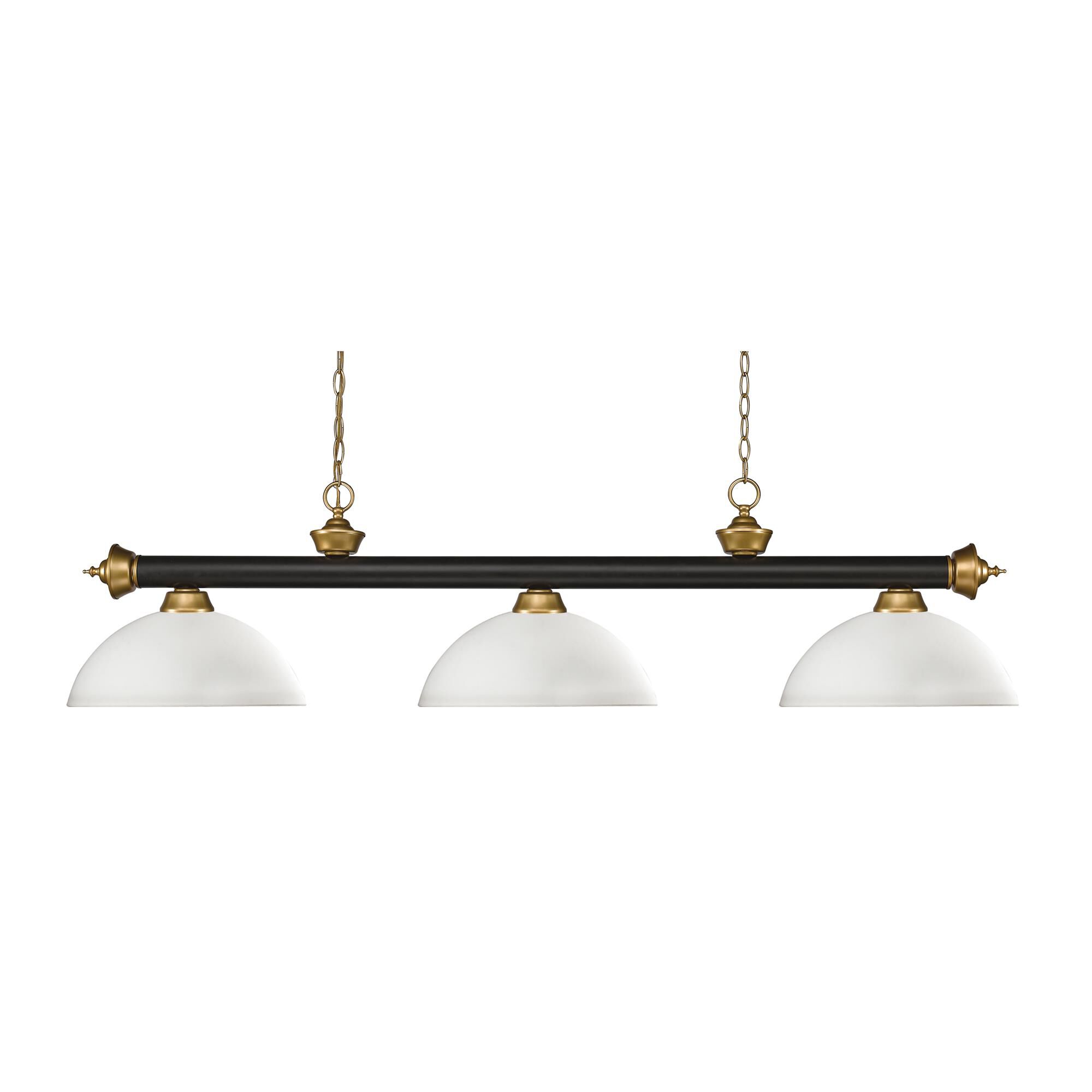 Shown in Bronze + Satin Gold finish and Glass shade