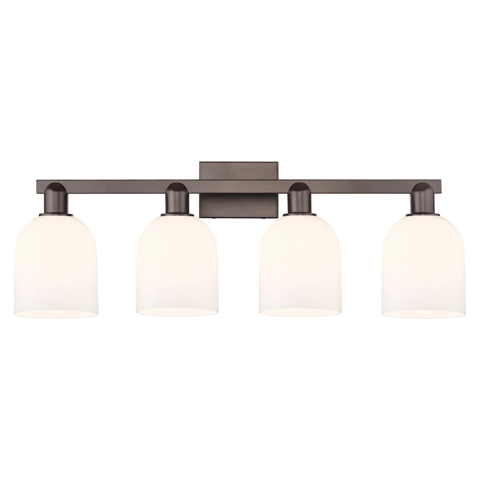 Shown in Oil Rubbed Bronze finish and White glass