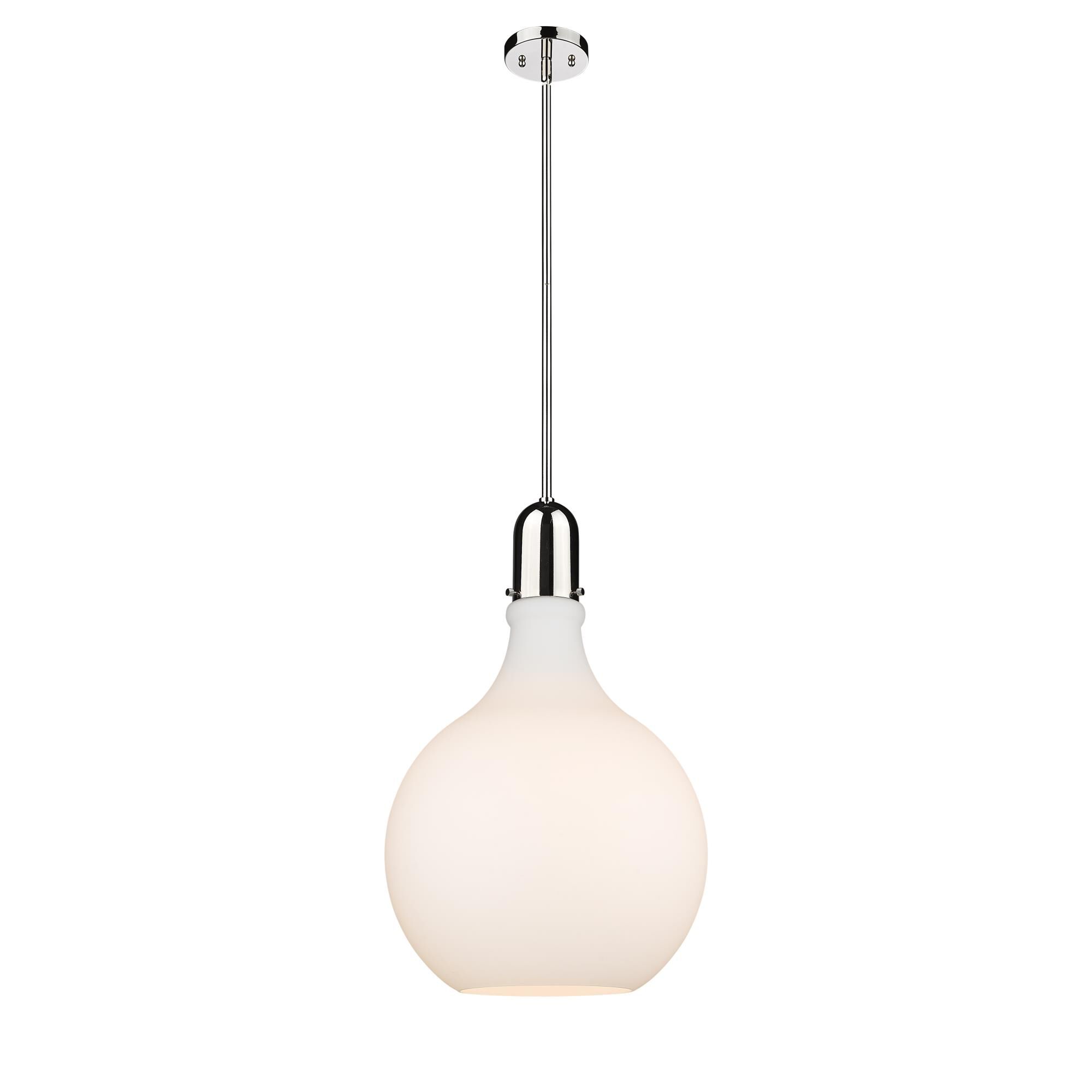 Shown in Polished Nickel finish and Matte White glass