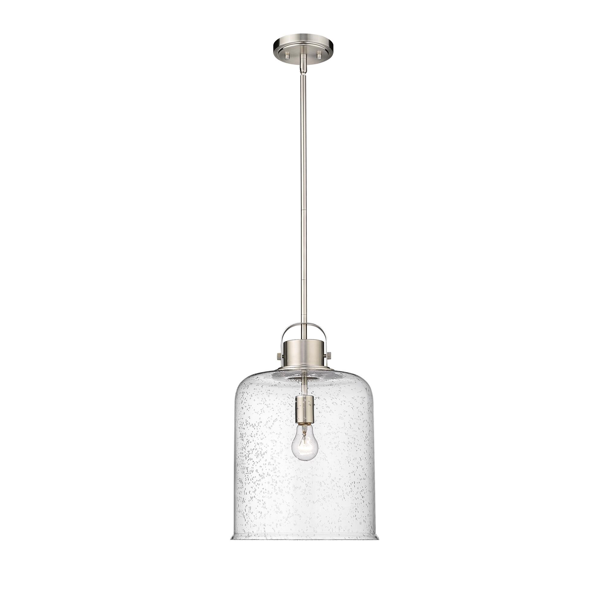 Shown in Brushed Nickel finish and Glass shade