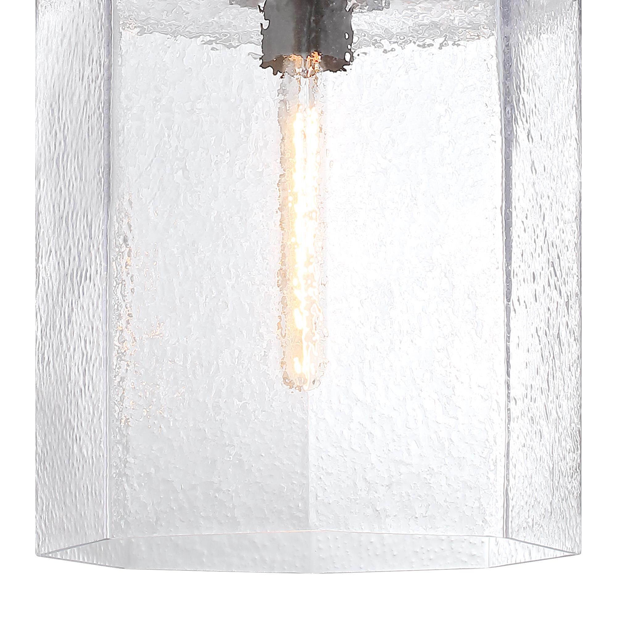 Shown in Matte Black finish and Clear Rippled glass