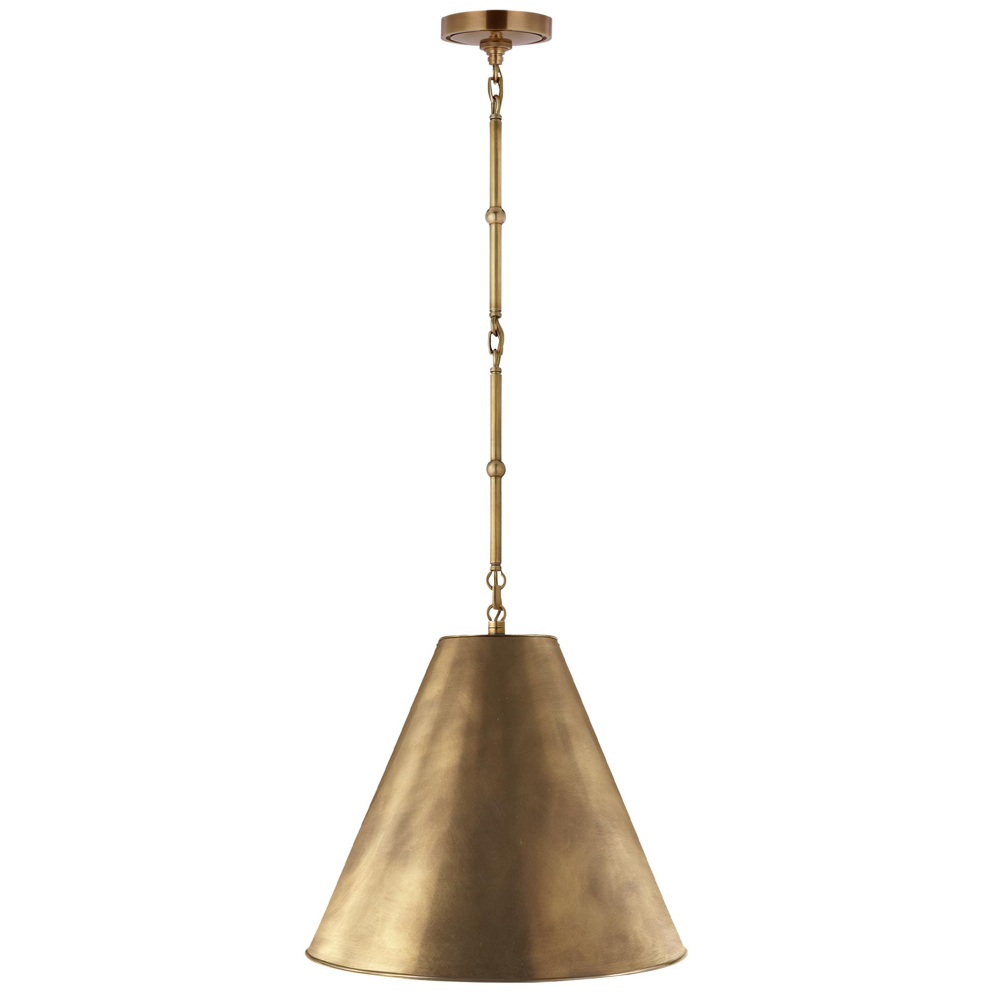 Shown in Hand-Rubbed Antique Brass finish and Antique Brass shade