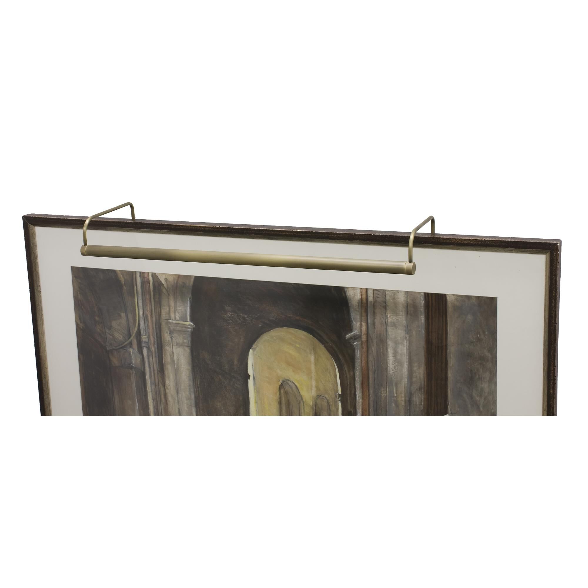 Shown in Antique Brass finish and Metal shade