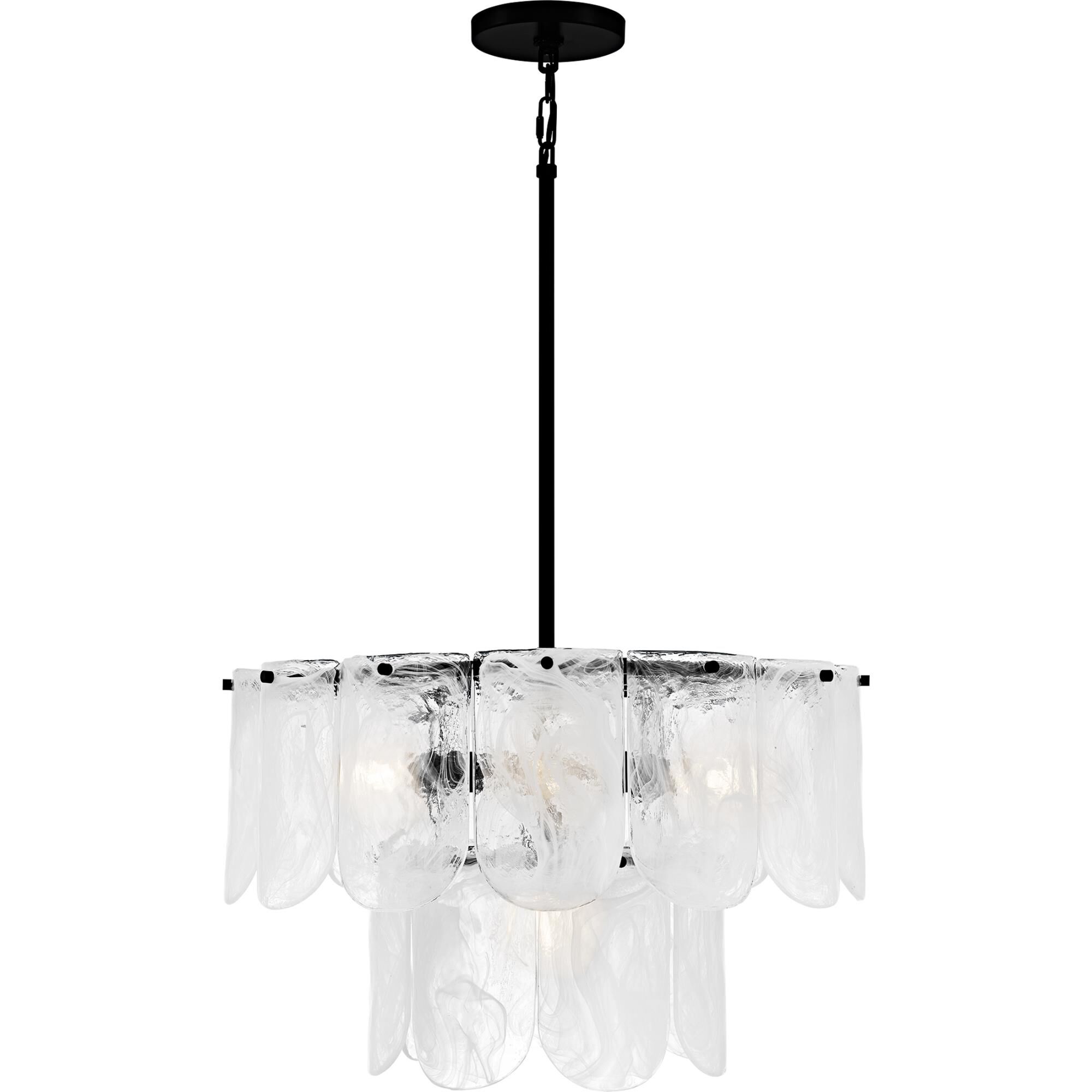 Shown in Matte Black finish and White Swirl Glass shade