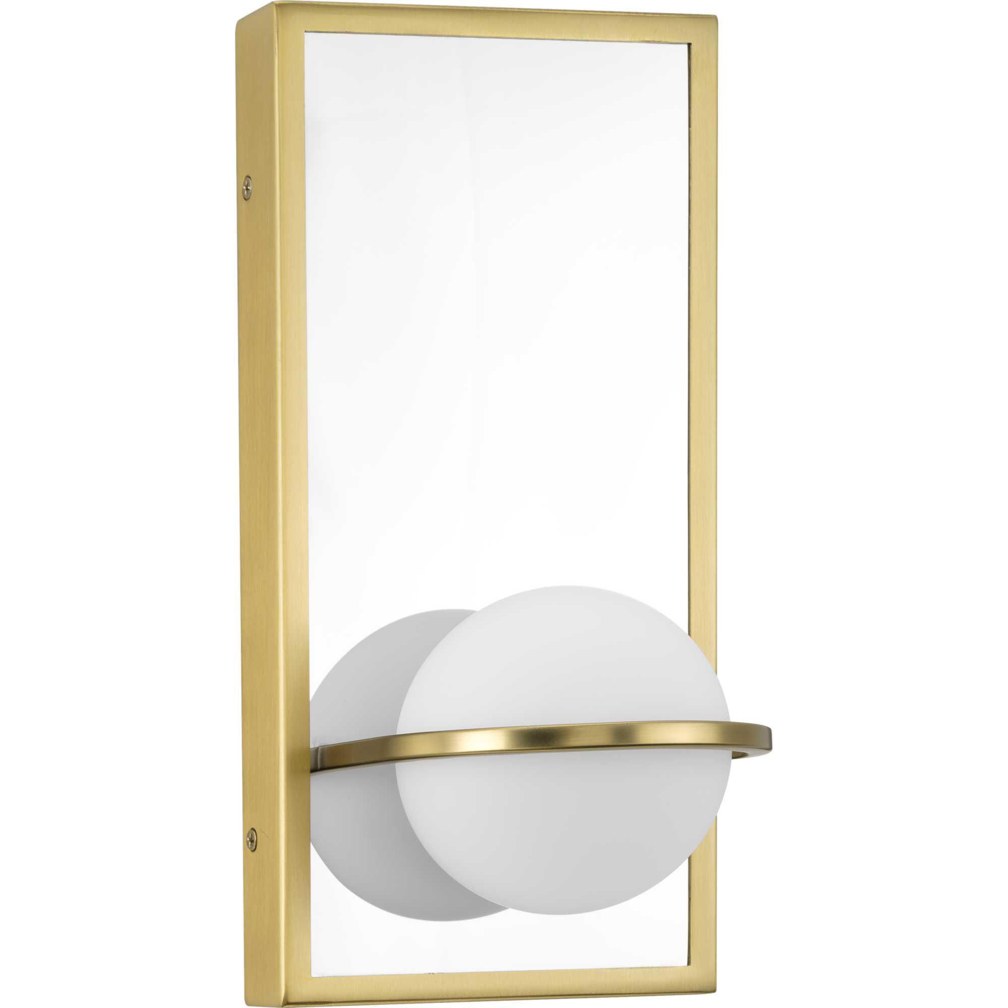 Shown in Satin Brass finish and Etched Opal glass