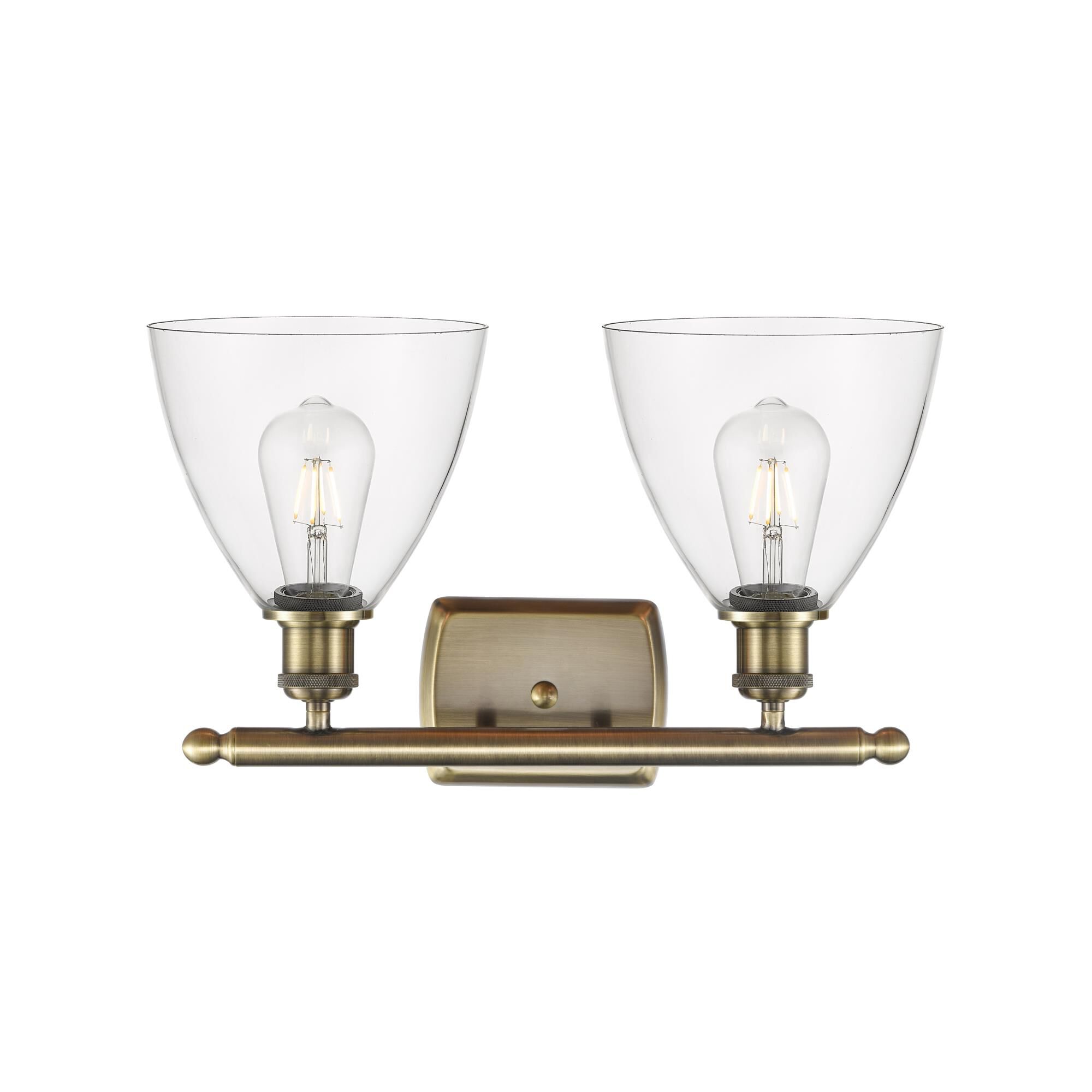 Shown in Antique Brass finish and Clear Ballston Dome glass and No Shade shade