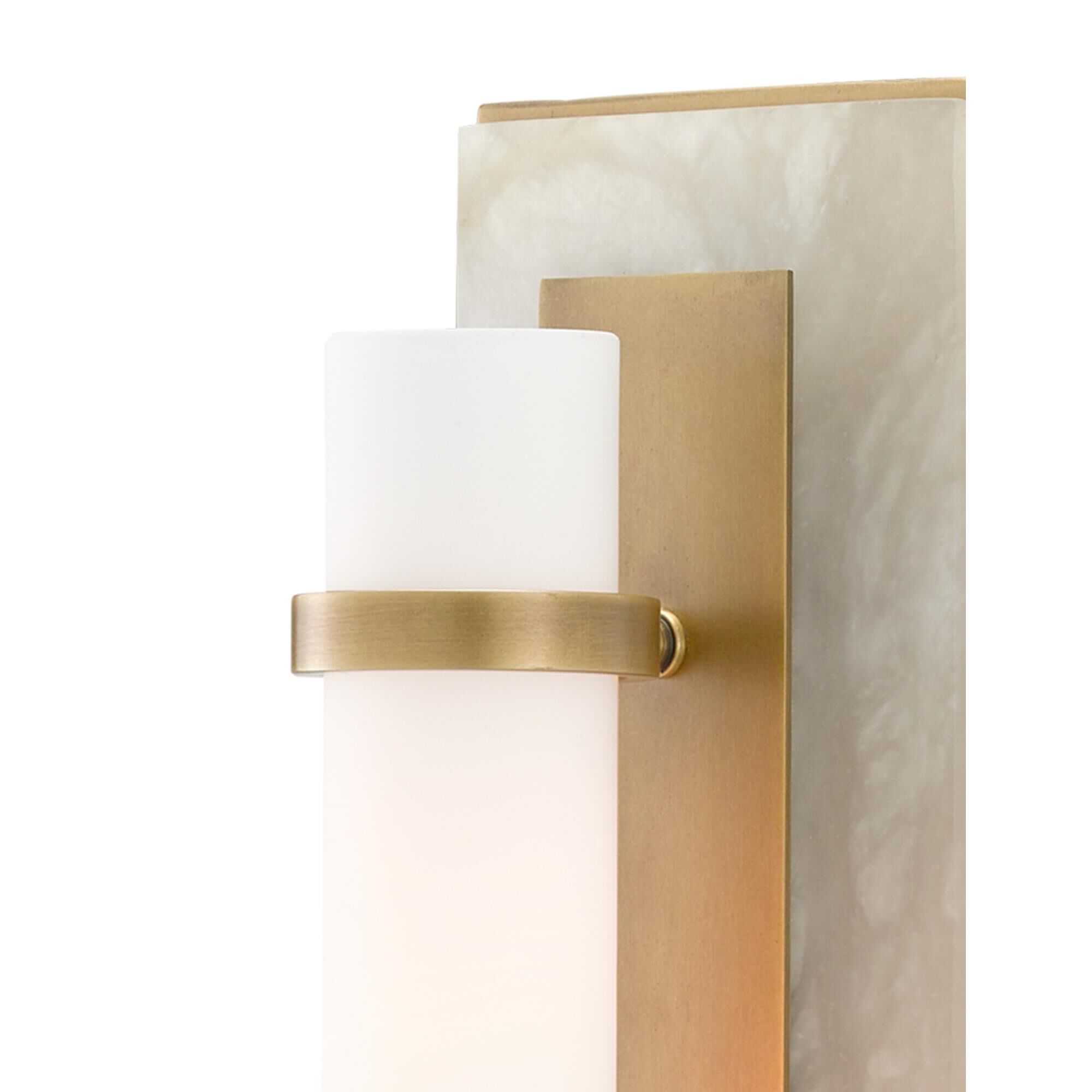 Shown in Natural Alabaster-Antique Brass-Opaque-White finish