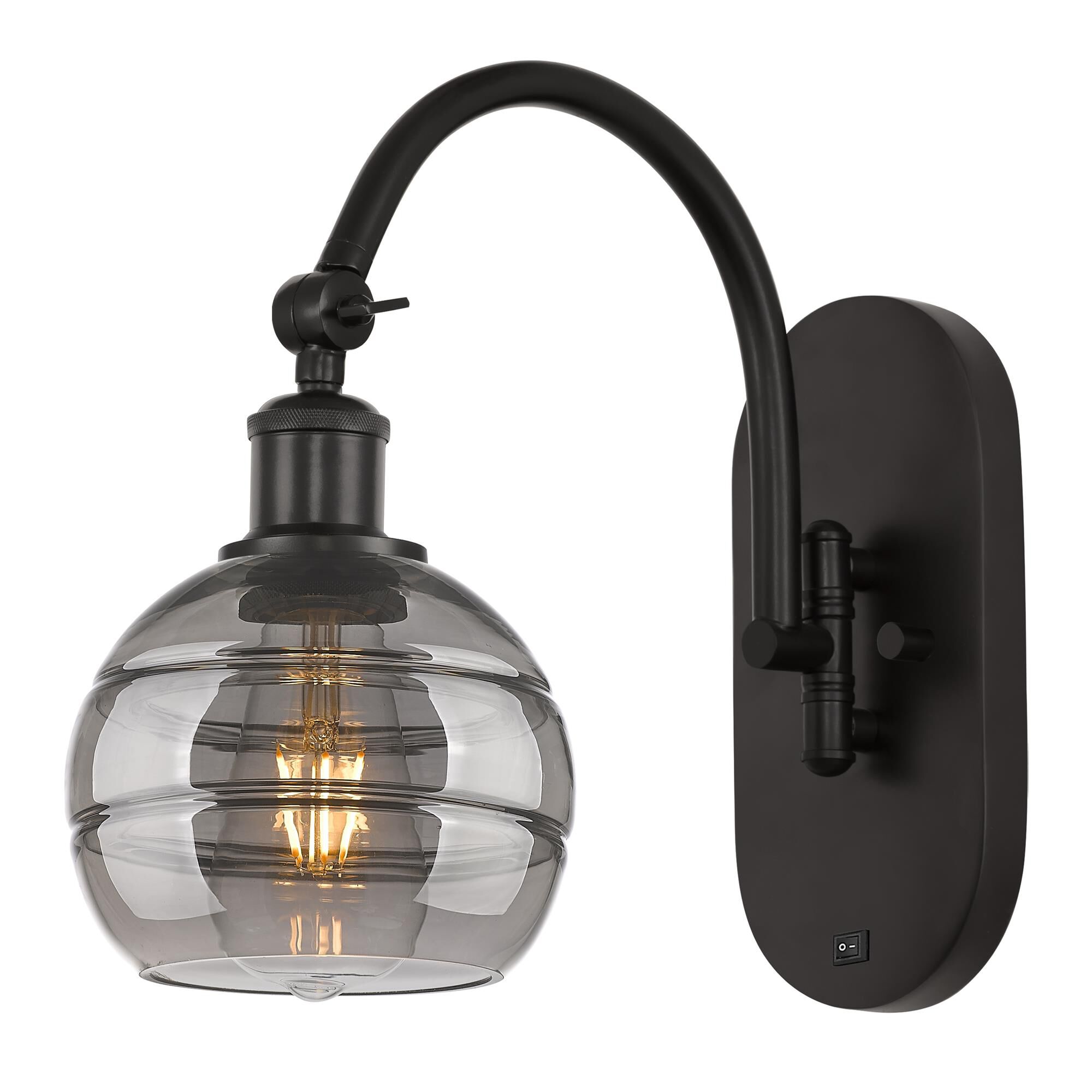 Shown in Oil Rubbed Bronze finish and Light Smoke glass