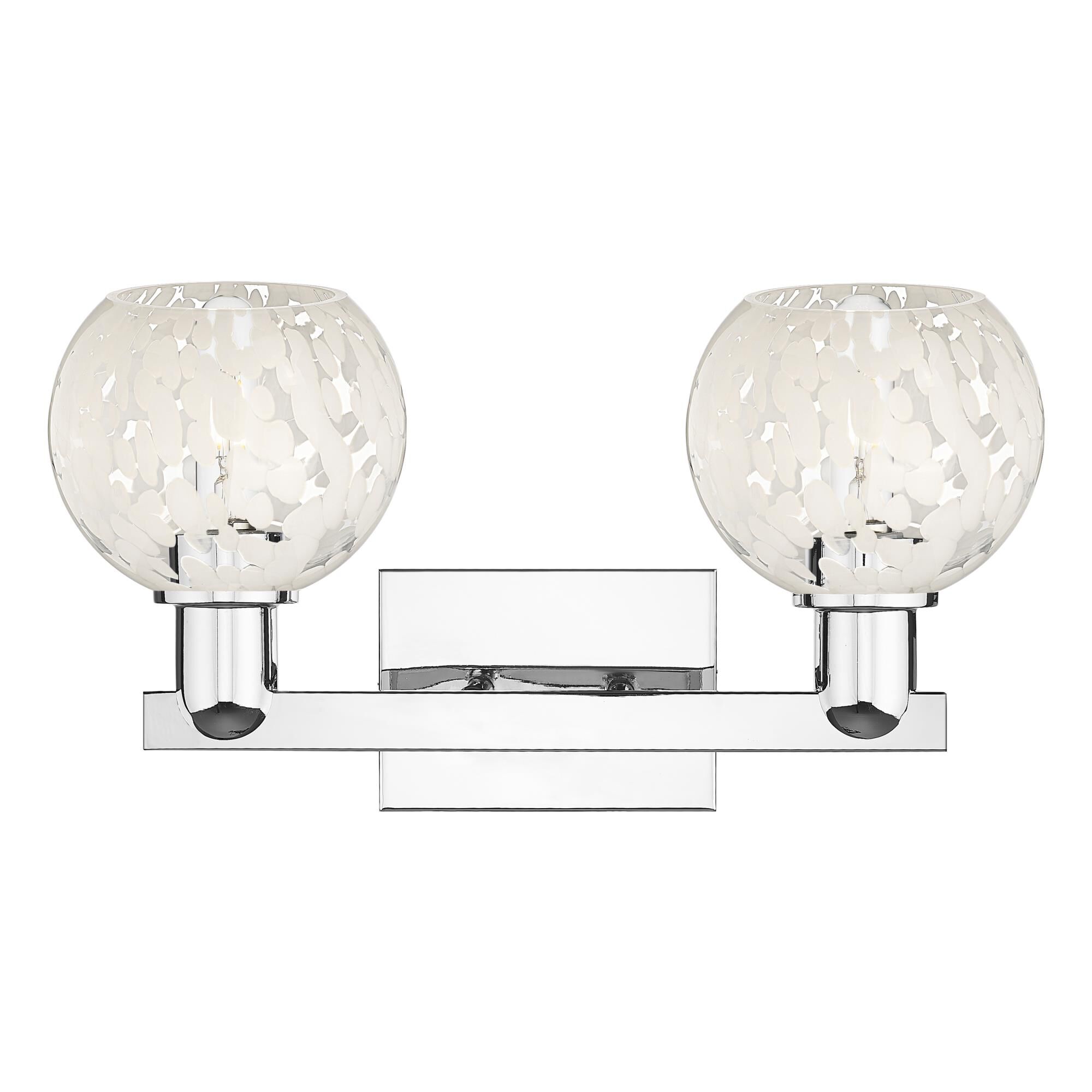 Shown in Polished Chrome finish and White Mouchette glass