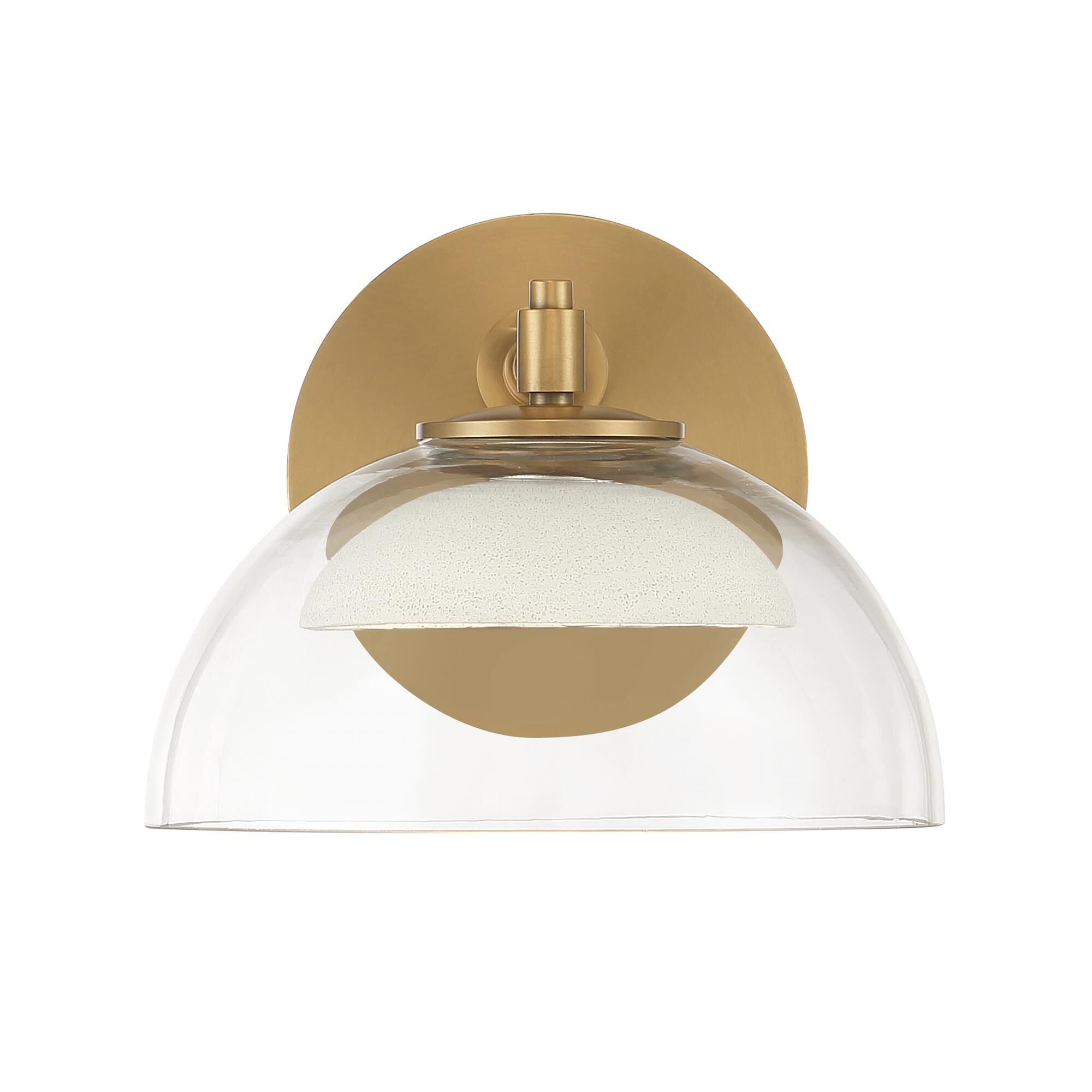 Shown in Legacy Brass finish and Clear and Textured Cement glass