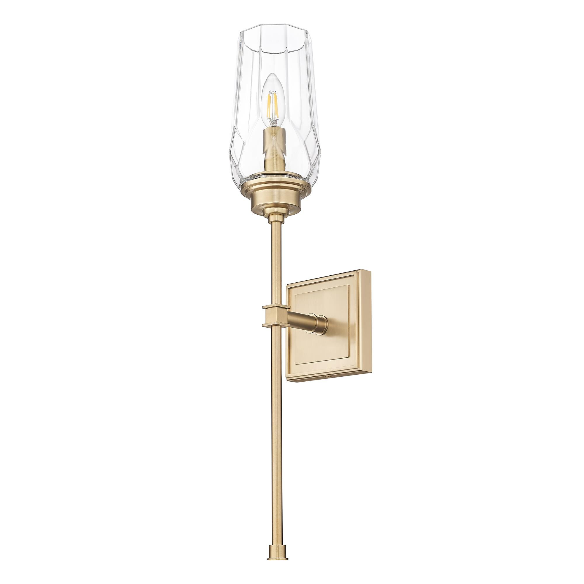 Shown in Modern Gold finish and Clear glass